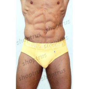 Фото Мужские трусы брифы Calvin Klein Yellow с желтым поясом