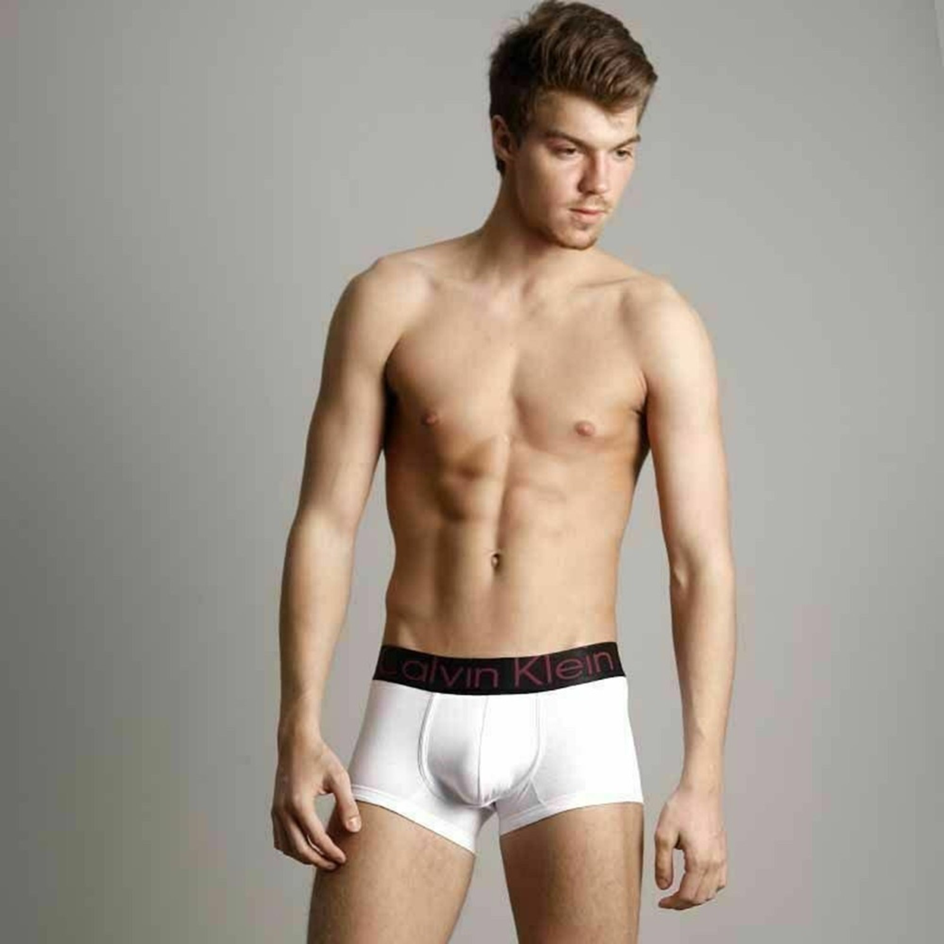 Мужские трусы боксеры белые с черной резинкой и розовыми буквами Calvin Klein Black Waistband Boxer White фото 1