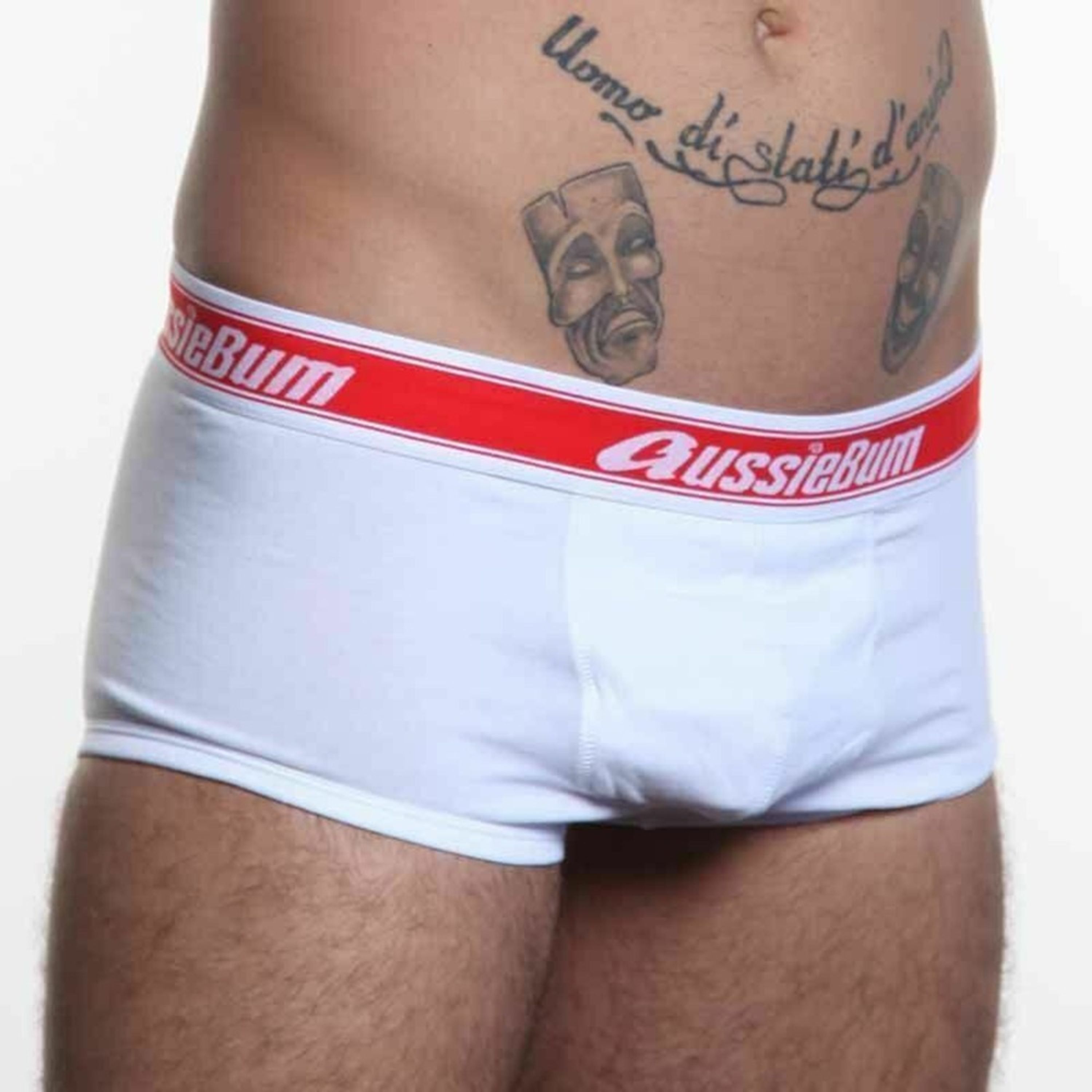 Мужские трусы хипсы белые с красной резинкой Aussiebum AB00154 фото 3