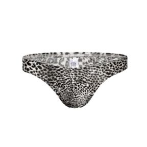 Фото Мужские трусы тонги серые с леопардовым принтом Romeo Rossi RR1026-2