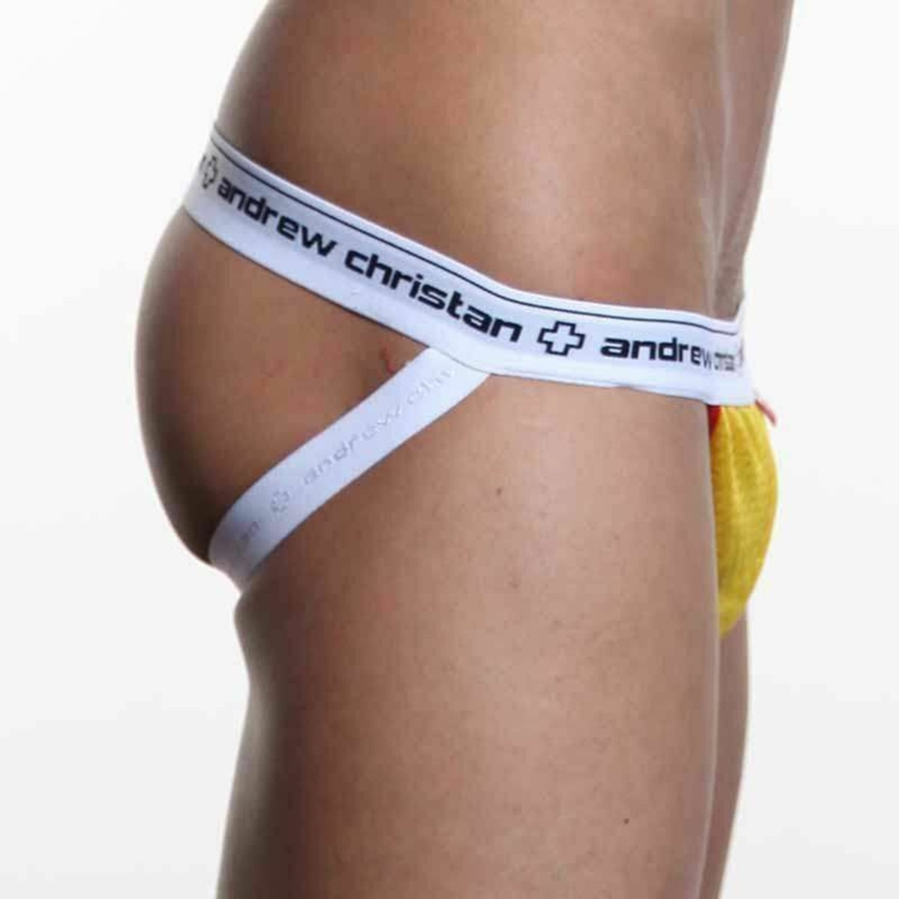 Мужские трусы джоки желтые с белой резинкой Andrew Christian AC00082 фото 4