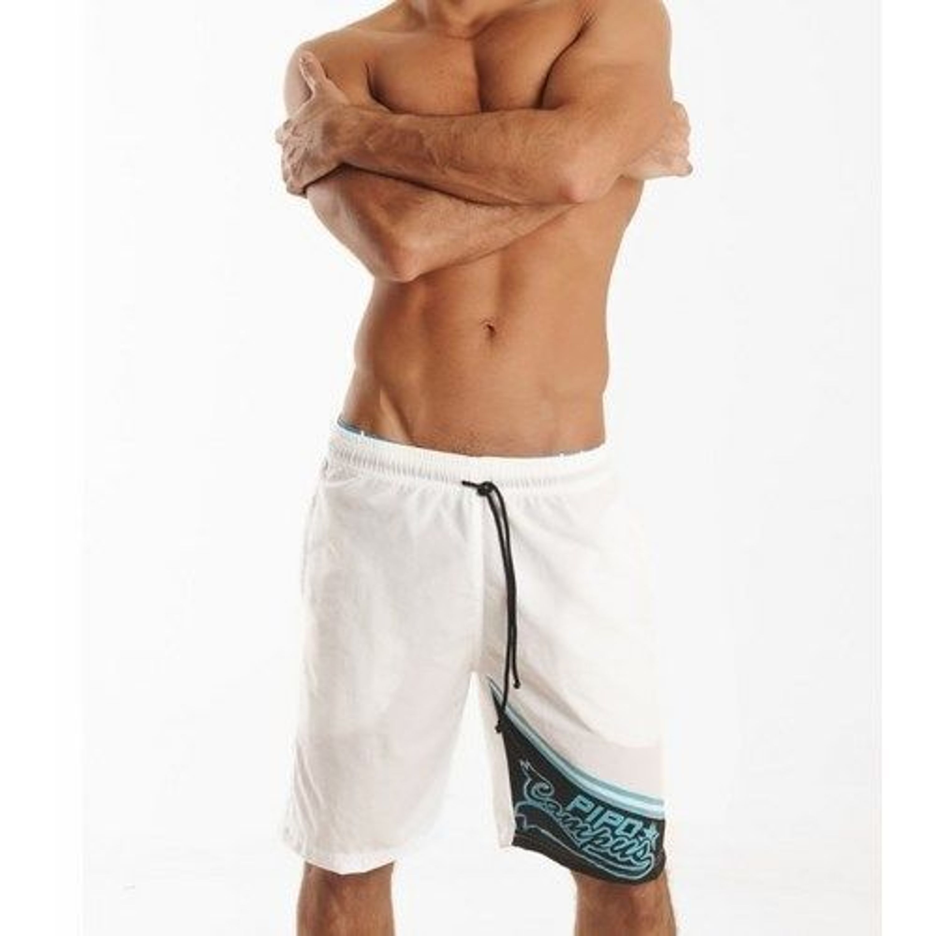 Мужские шорты белые пляжные Asitoo White Pipe Beach Shorts фото 1