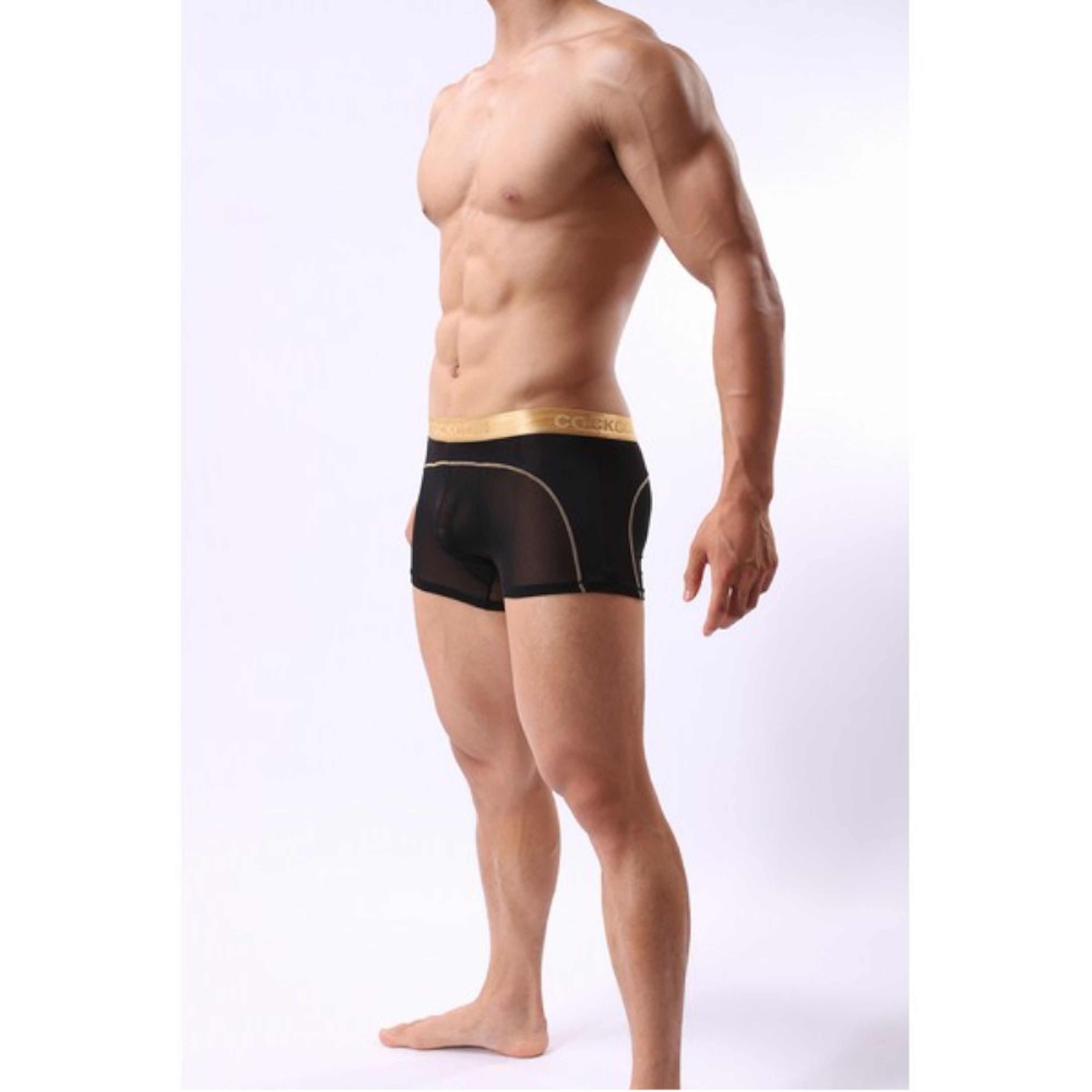 Мужские трусы боксеры с золотым поясом Cockon Boxer Black 828 фото 2
