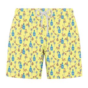 Фото Мужские шорты пляжные желтые с принтом JOHN FRANK JFSSSWL109-CRAYZ MONKEY