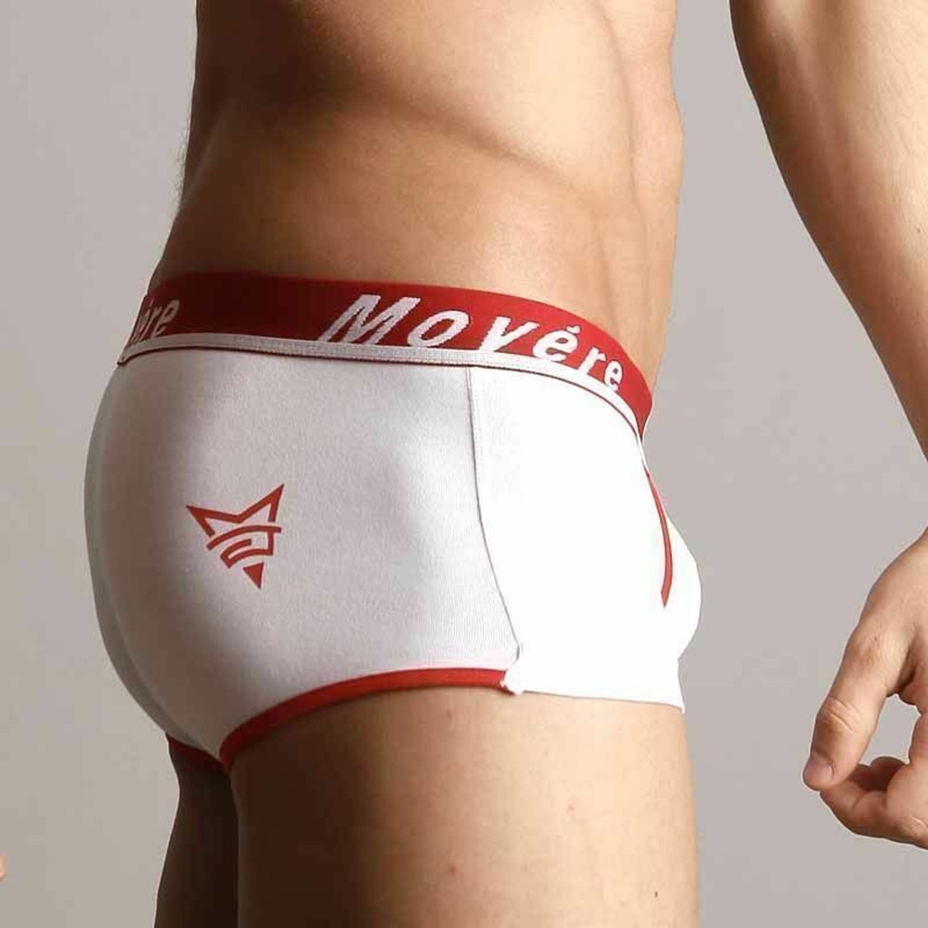 Мужские трусы хипсы белые с красным поясом Movere White Hipster фото 3