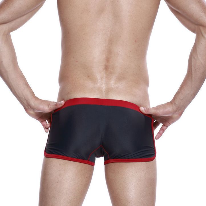 Мужские плавки боксеры серые с красным поясом Seobean Surf Swim Boxers фото 3