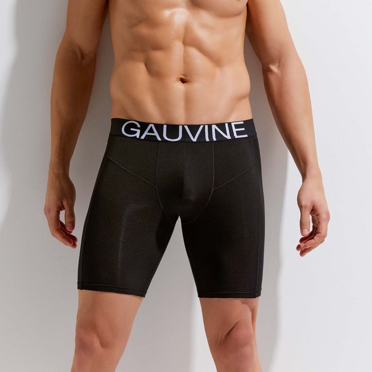 Мужские трусы боксеры удлиненные черные GAUVINE 3013 