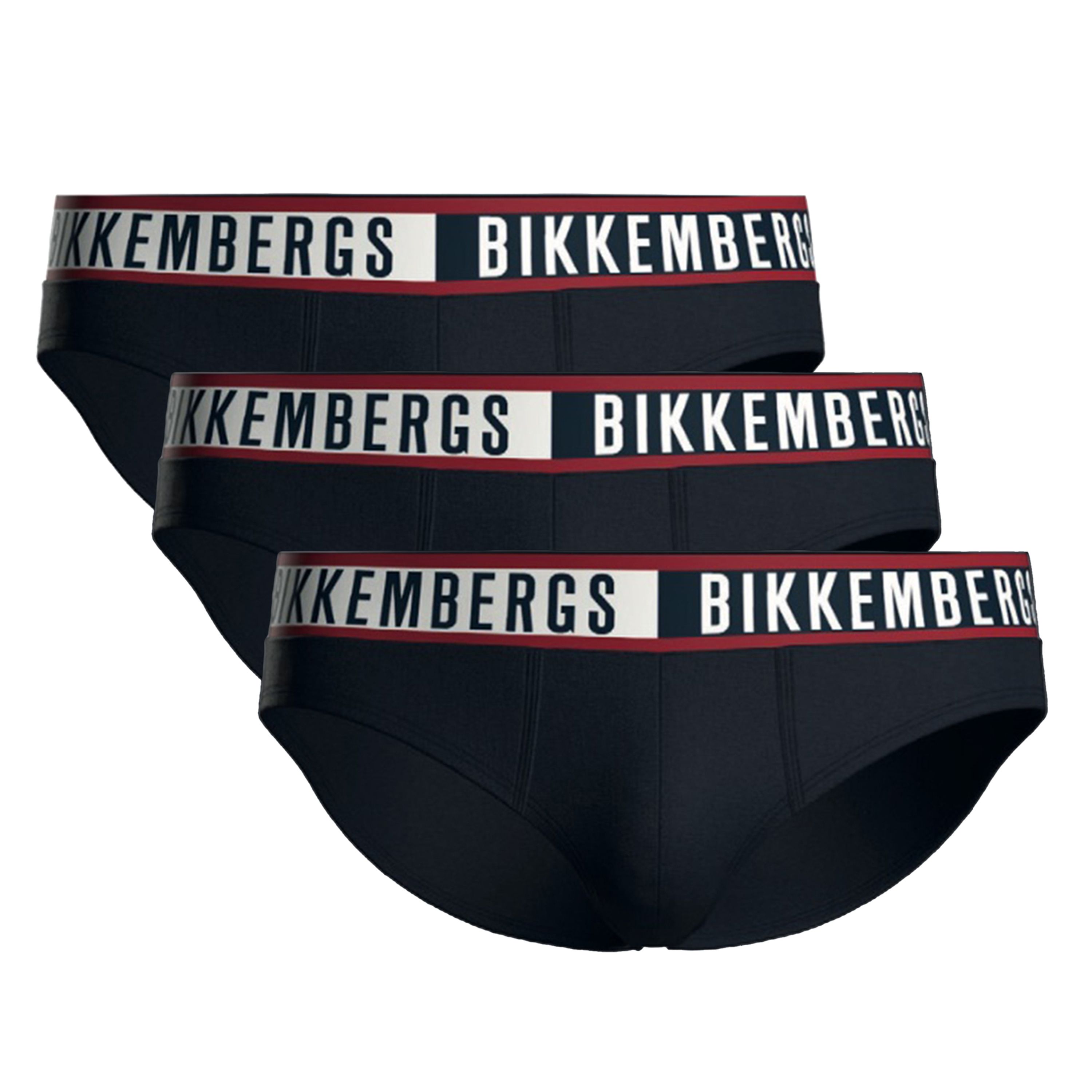 Мужские трусы брифы темно-синие набор 3в1 Bikkembergs TWICE BKK52USP29TR фото 1