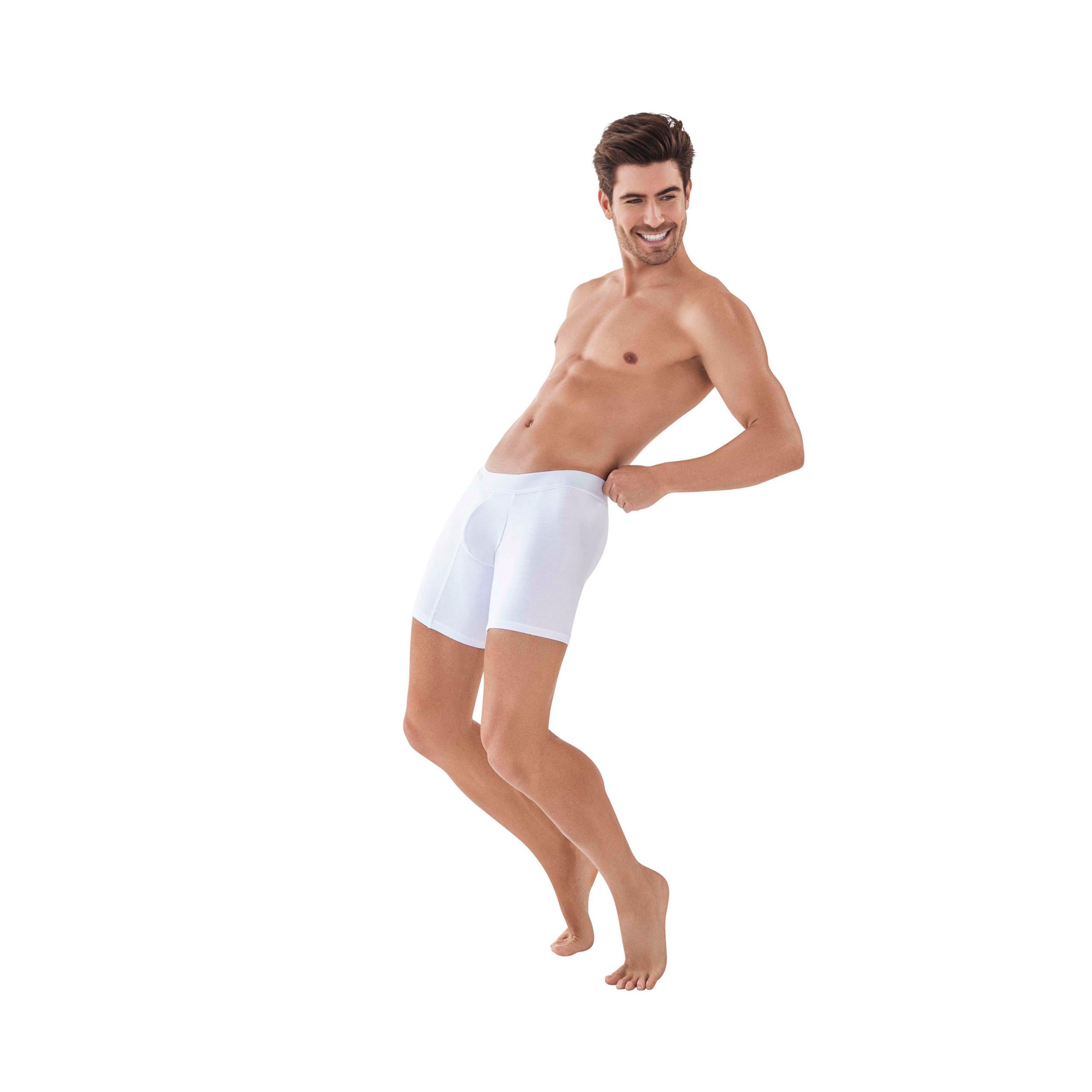 Мужские трусы боксеры белые удлиненные Clever Moda CARIBBEAN LONG BOXER 088601 фото 2
