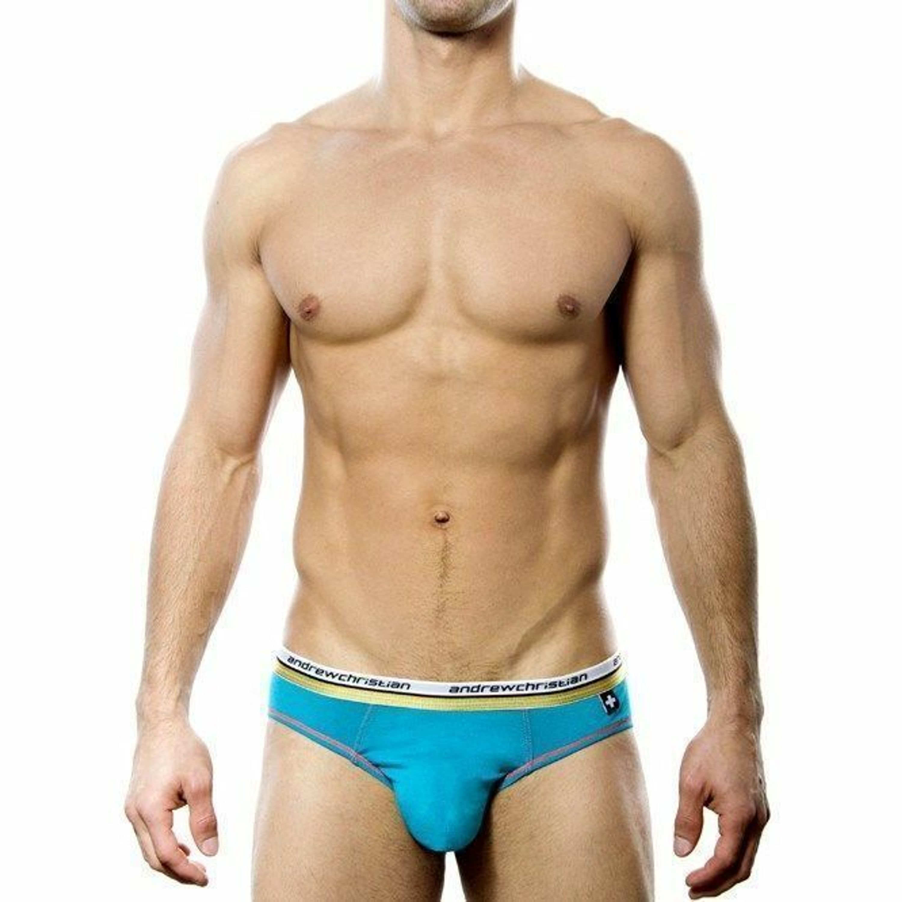 Мужские трусы слипы голубые Andrew Christian Vibe Brief Teal фото 1