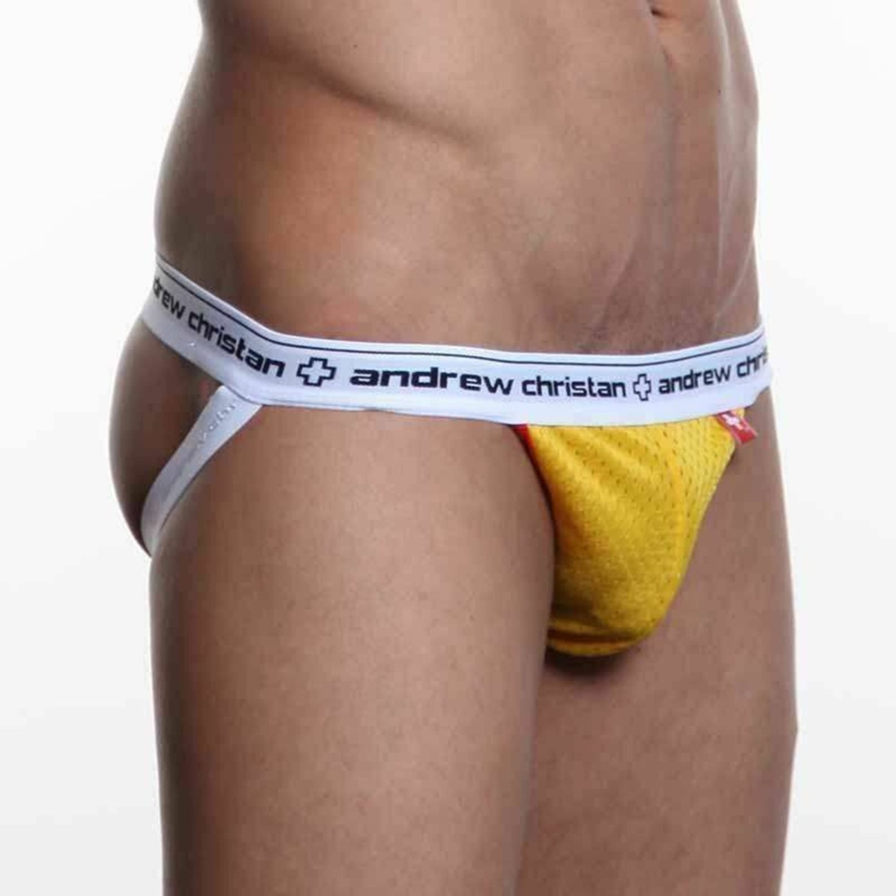 Мужские трусы джоки желтые с белой резинкой Andrew Christian AC00082 фото 3