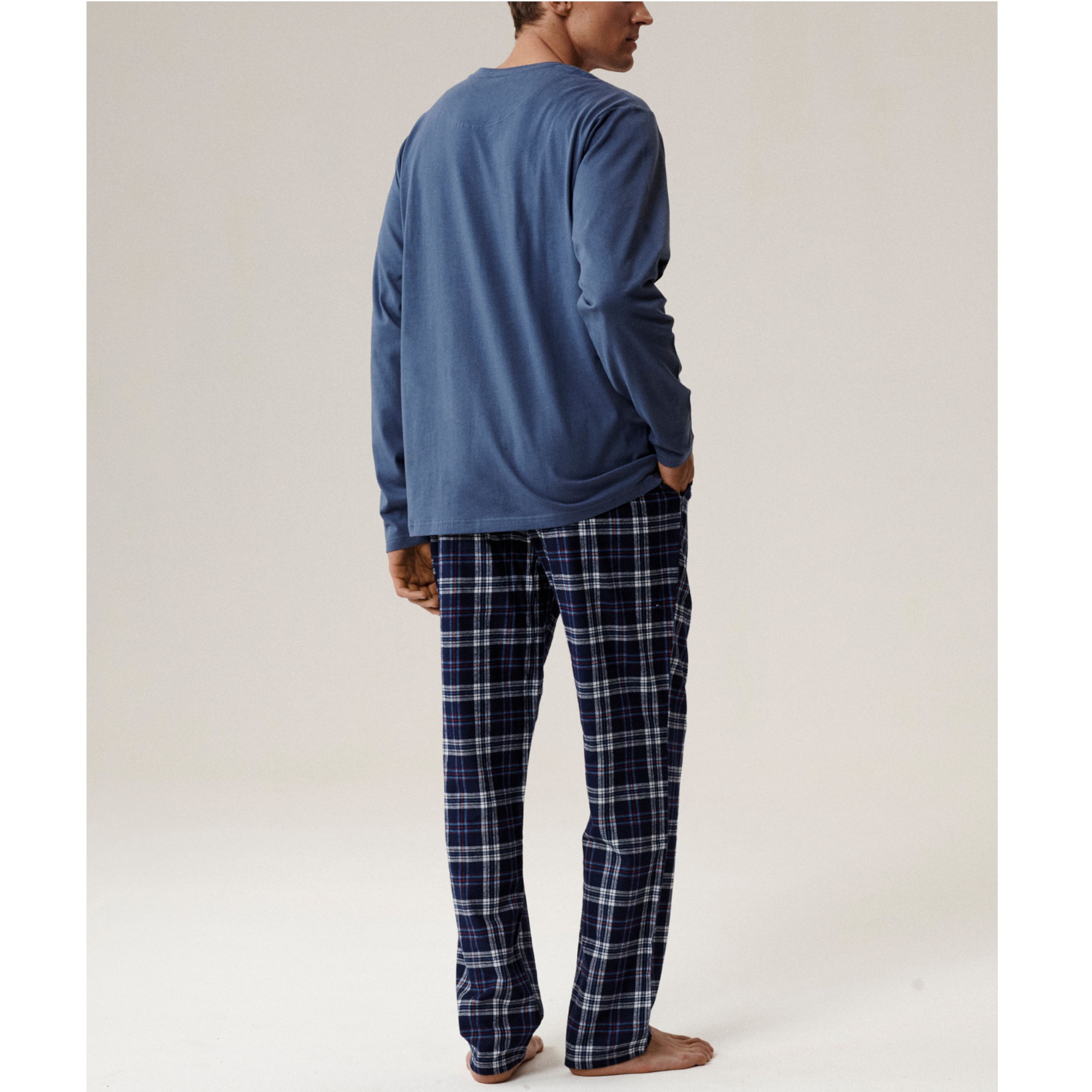 Пижама мужская темно-голубая с штанами в клетку ATLANTIC Flannel Check NMP-393 фото 3