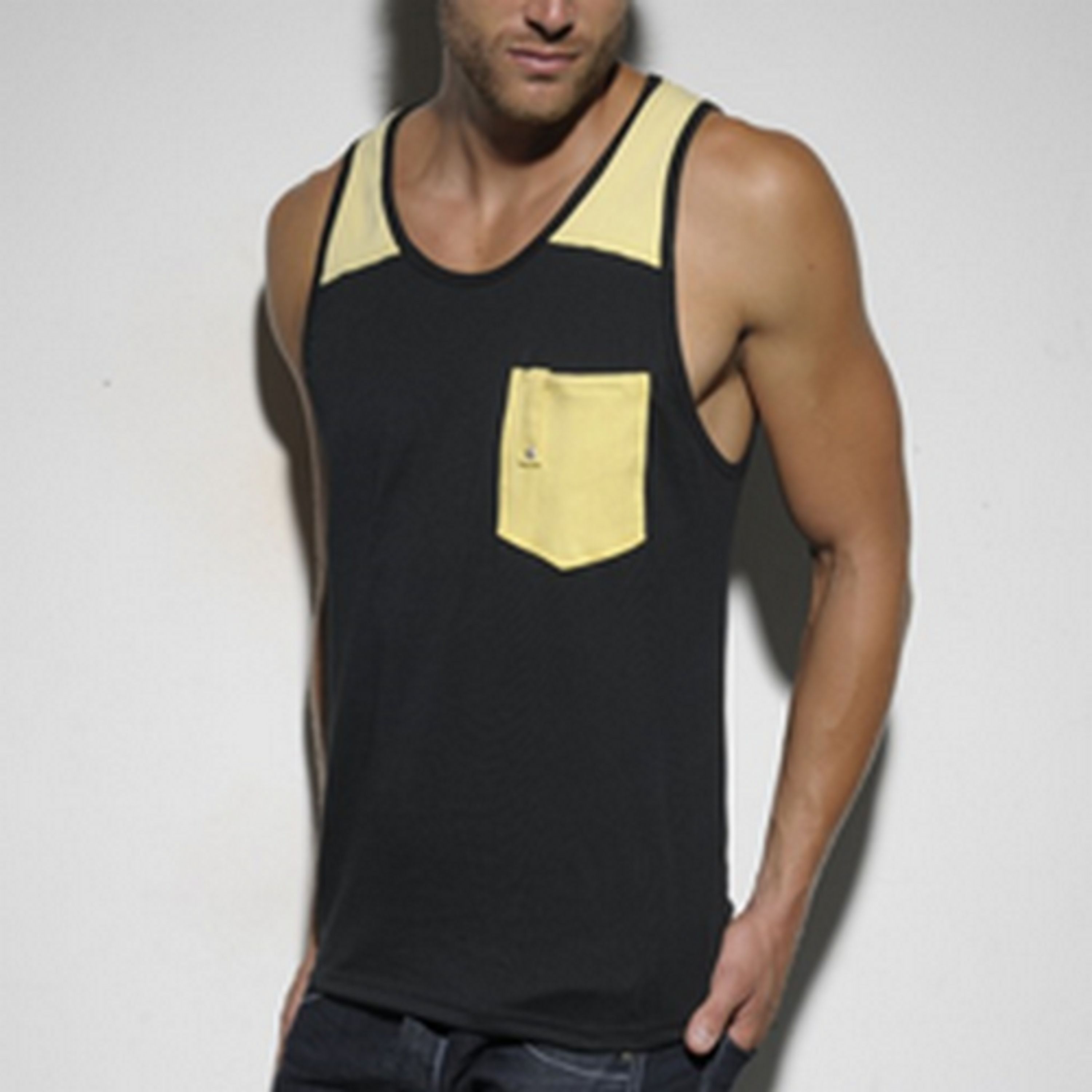 Мужская майка черная с желтым ЕS фото 1