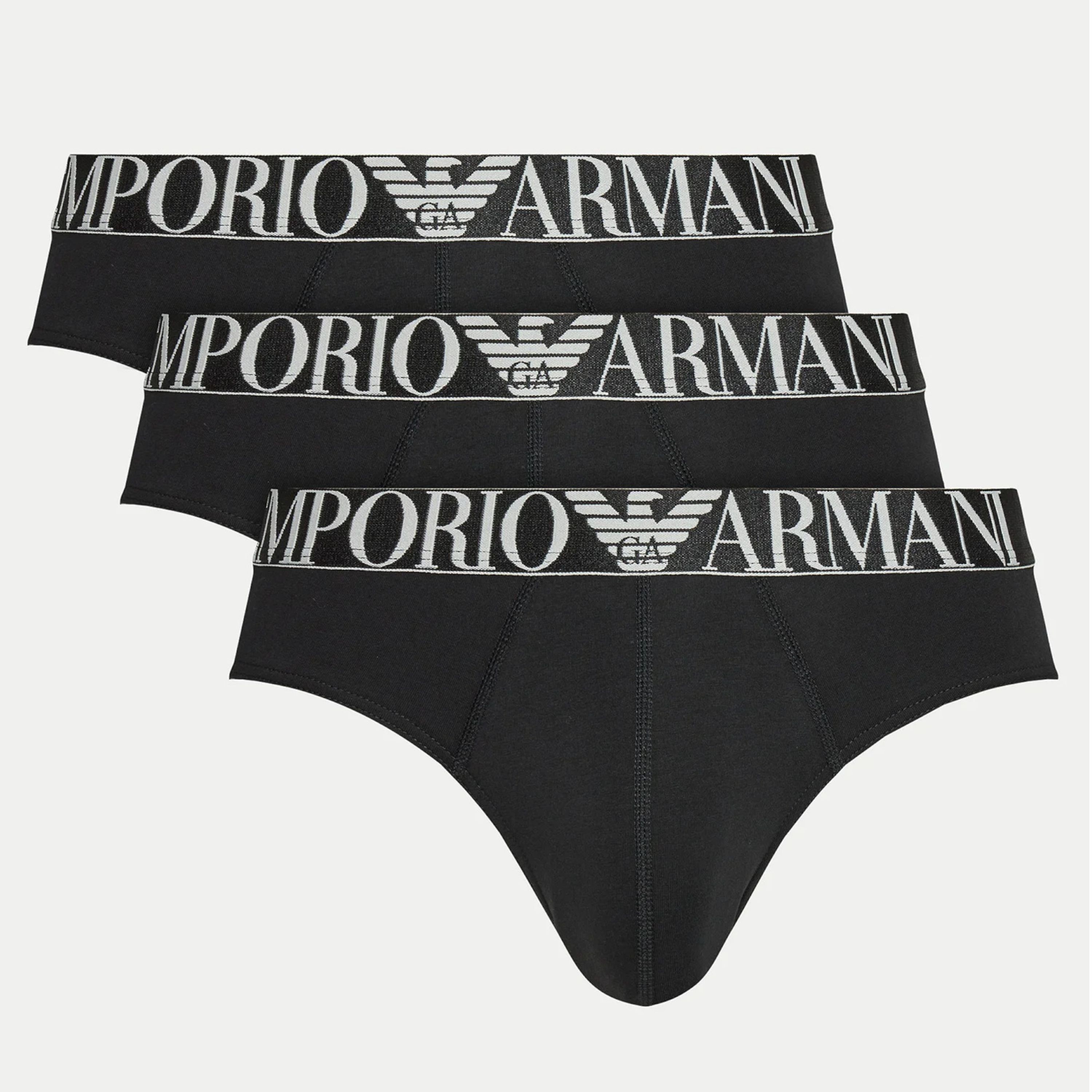 Набор мужских трусов брифов 3в1 черные Emporio Armani 111734_4F726 73320 фото 1