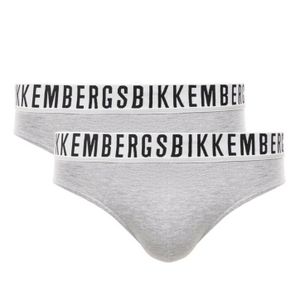 Фото Мужские трусы брифы серые набор 2 в 1 Bikkembergs ESSENTIAL BKK1USP01BI/2