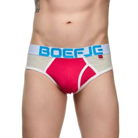 Фото Мужские трусы брифы бежевые со вставкой фуксия Boefje