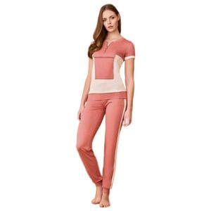 Фото Женская пижама со штанами розовая с кремовым Doreanse 4200