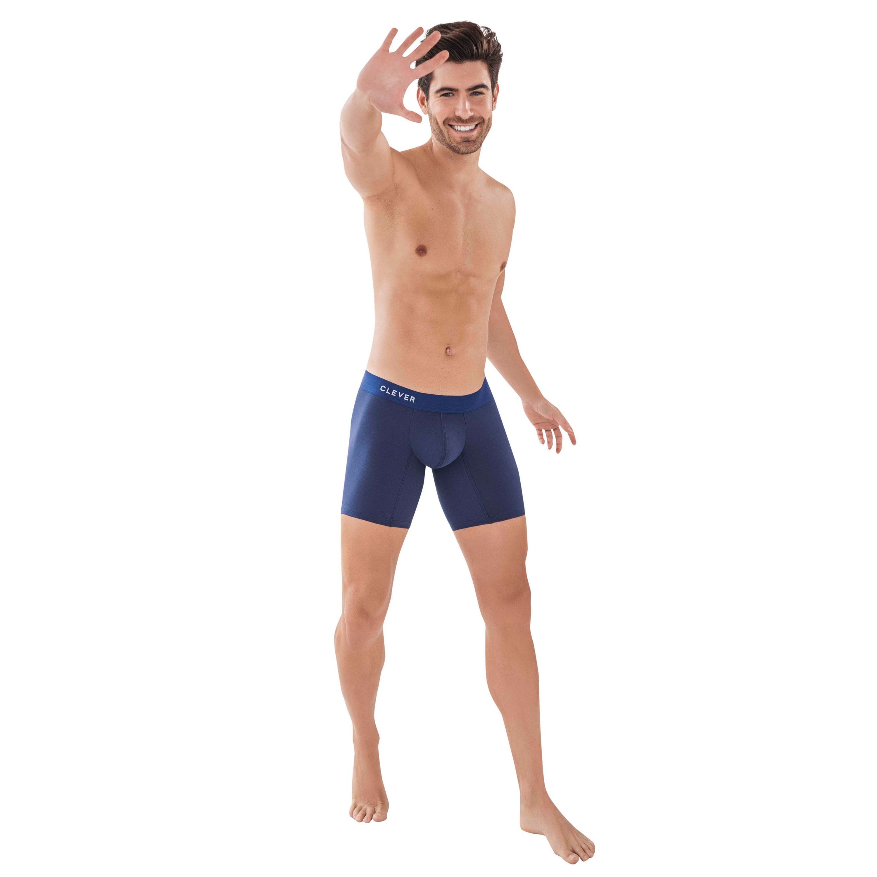 Мужские трусы боксеры темно-синие удлиненные Clever Moda CARIBBEAN LONG BOXER 088608 фото 1