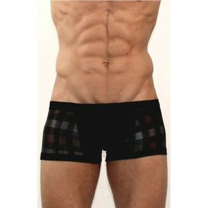 Фото Мужские трусы хипсы черные в серую клетку Tommy Dooyao Black