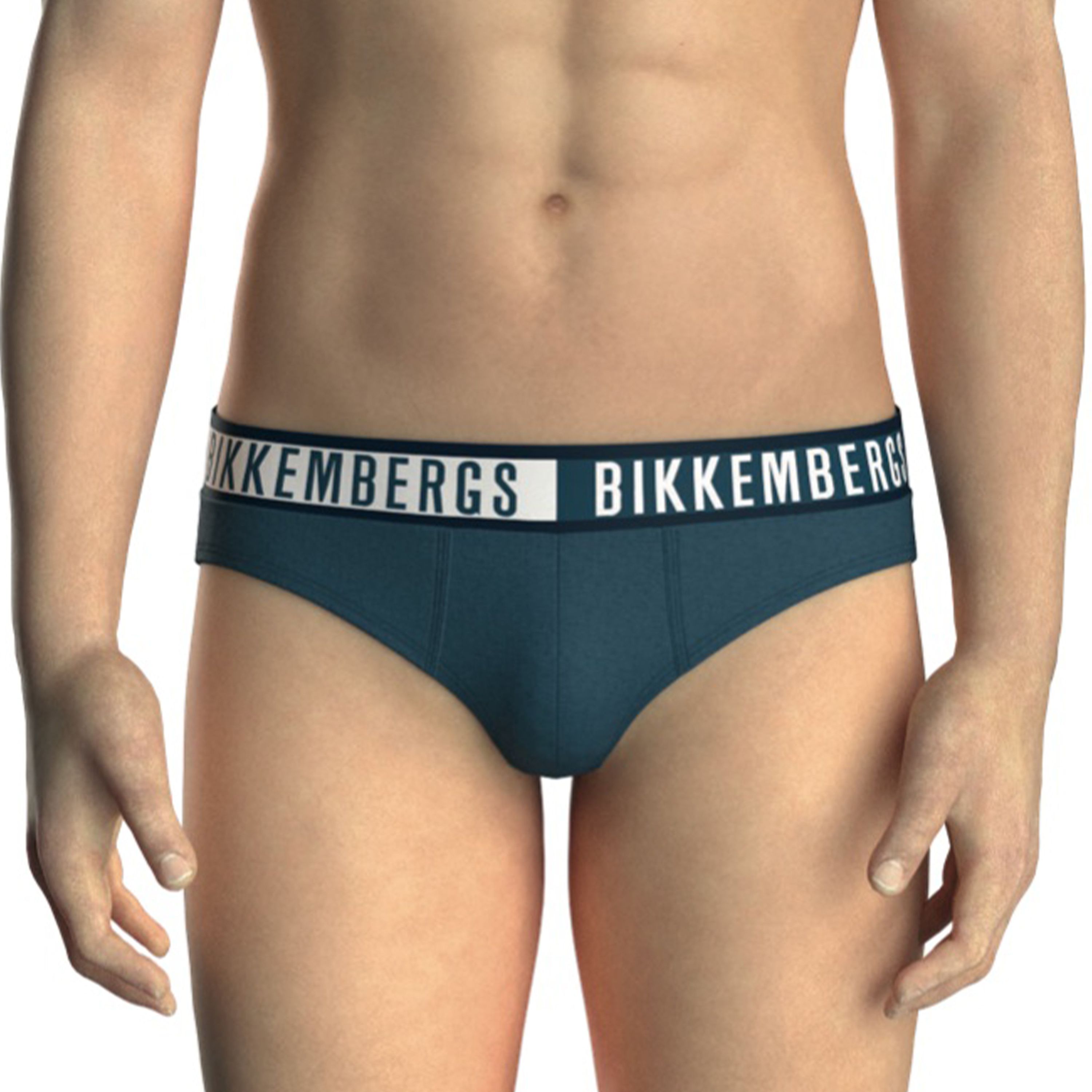 Мужские трусы брифы синие набор 3в1 Bikkembergs TWICE BKK52USP29TR фото 2