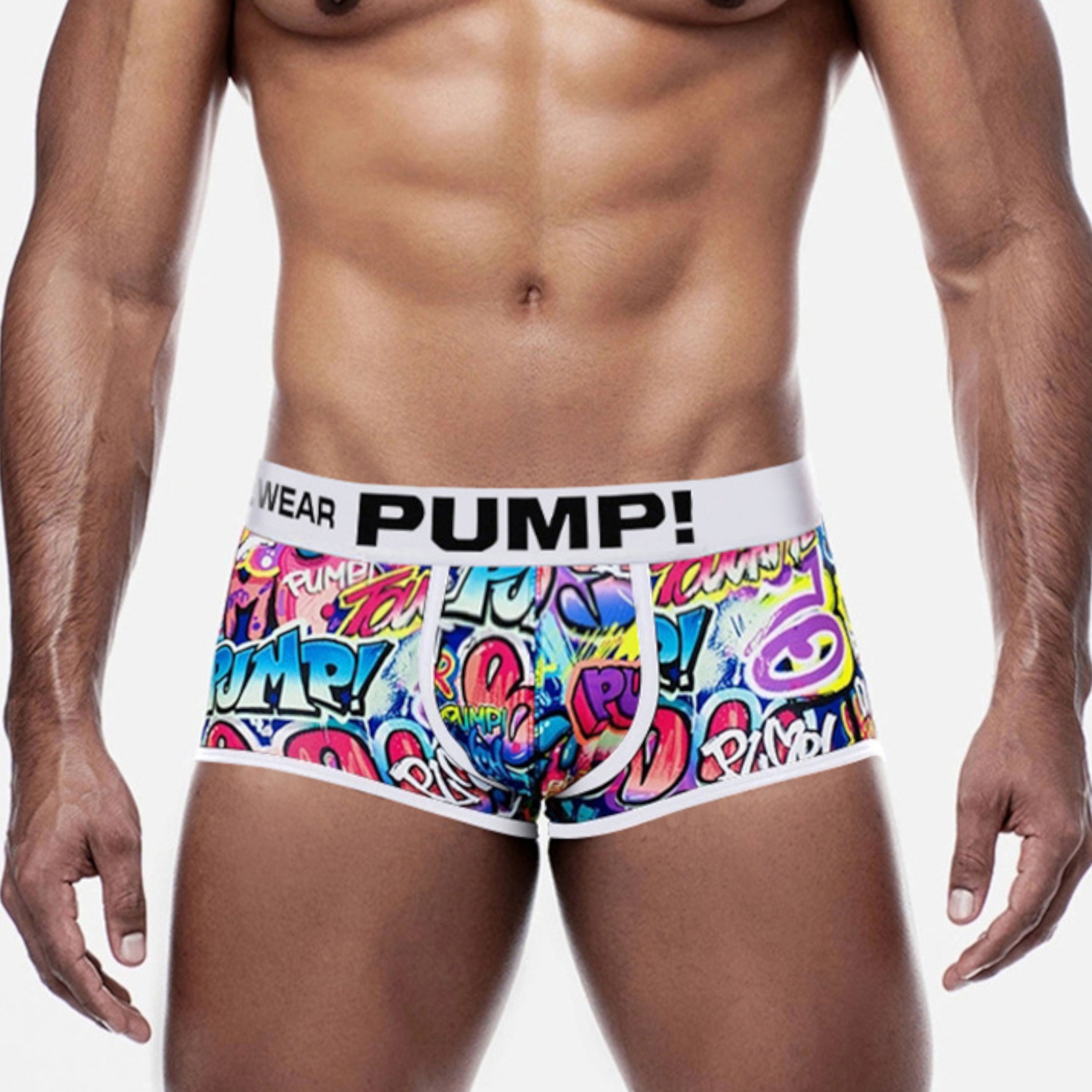 Мужские трусы боксеры белые с принтом PUMP! MP225-1 фото 1