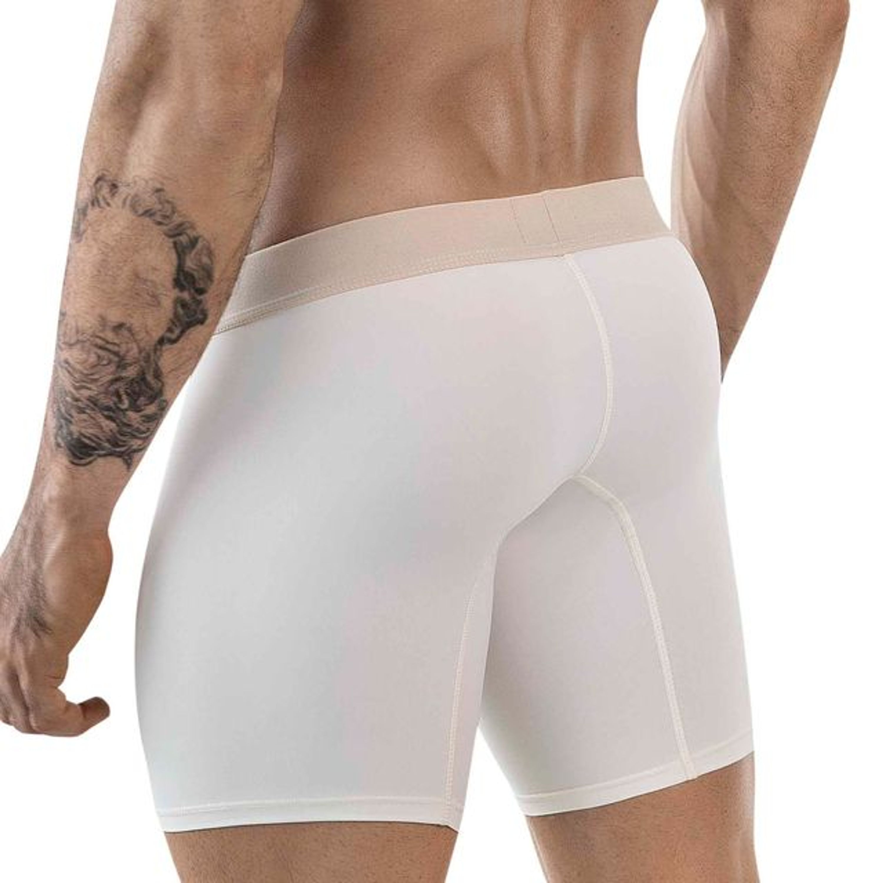 Мужские трусы боксеры бежевые удлиненные Clever Moda AUDAZ LONG BOXER 186802 фото 2