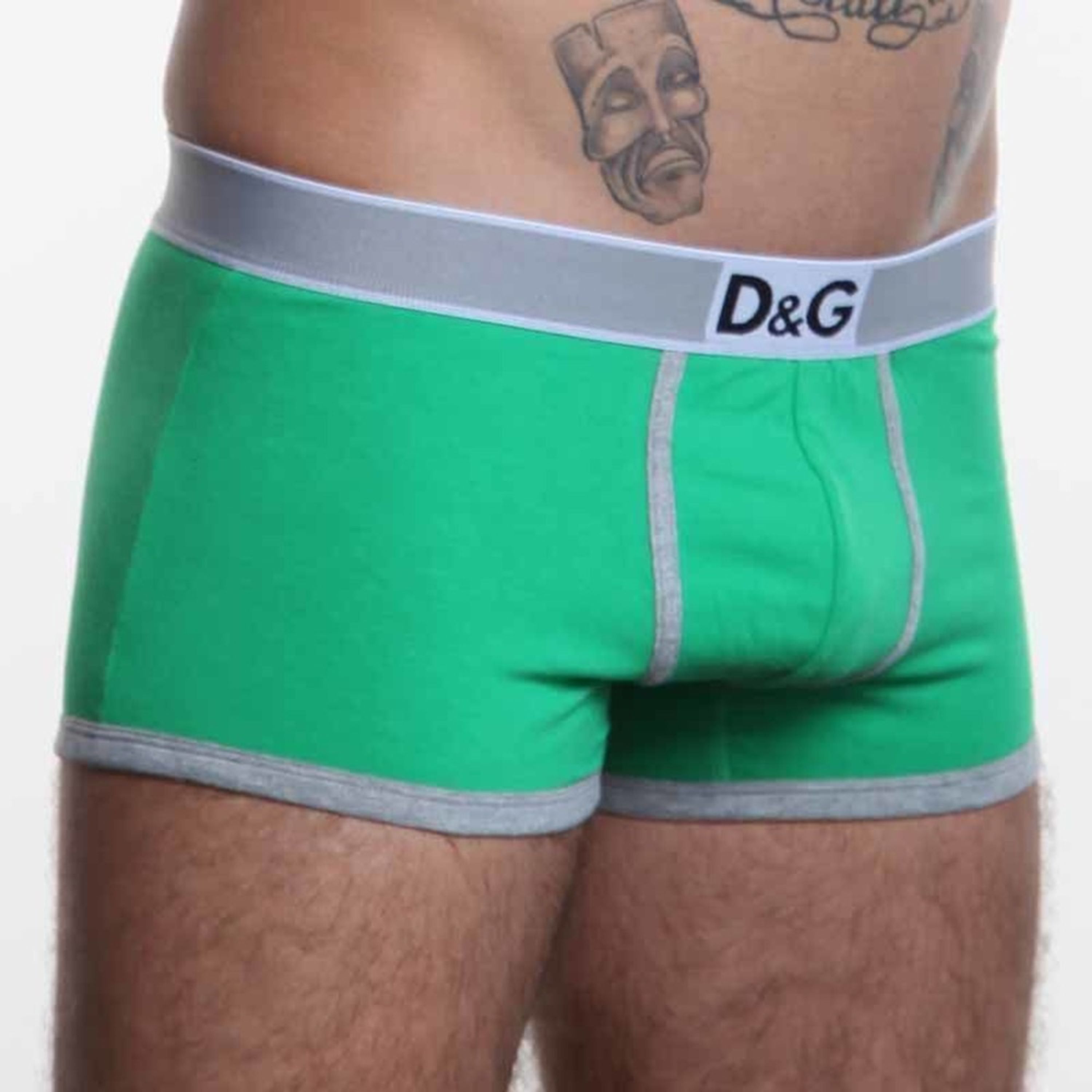 Мужские трусы боксеры зеленые с серой резинкой D&G Green Boxer фото 3