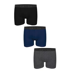 Фото Набор мужских трусов боксеров 3в1 (черные, темно-синие, темно-серые) JOHN FRANK JF3BBLKLONG01