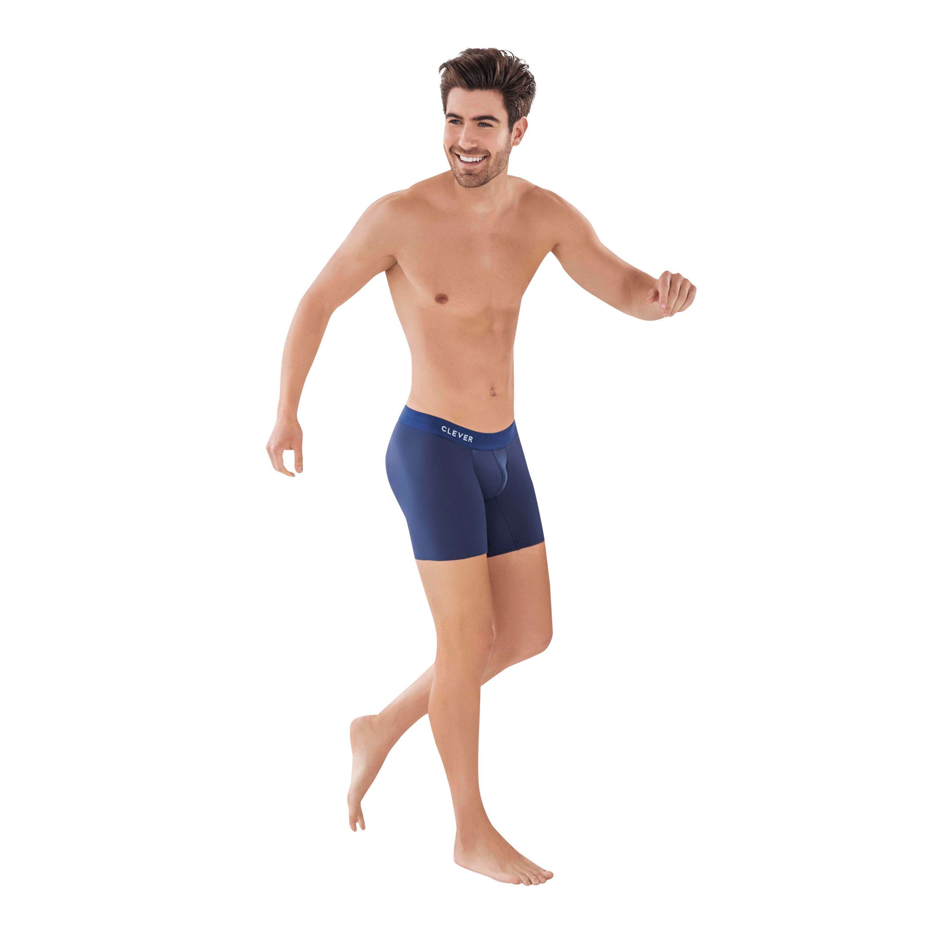 Мужские трусы боксеры темно-синие удлиненные Clever Moda CARIBBEAN LONG BOXER 088608 фото 2