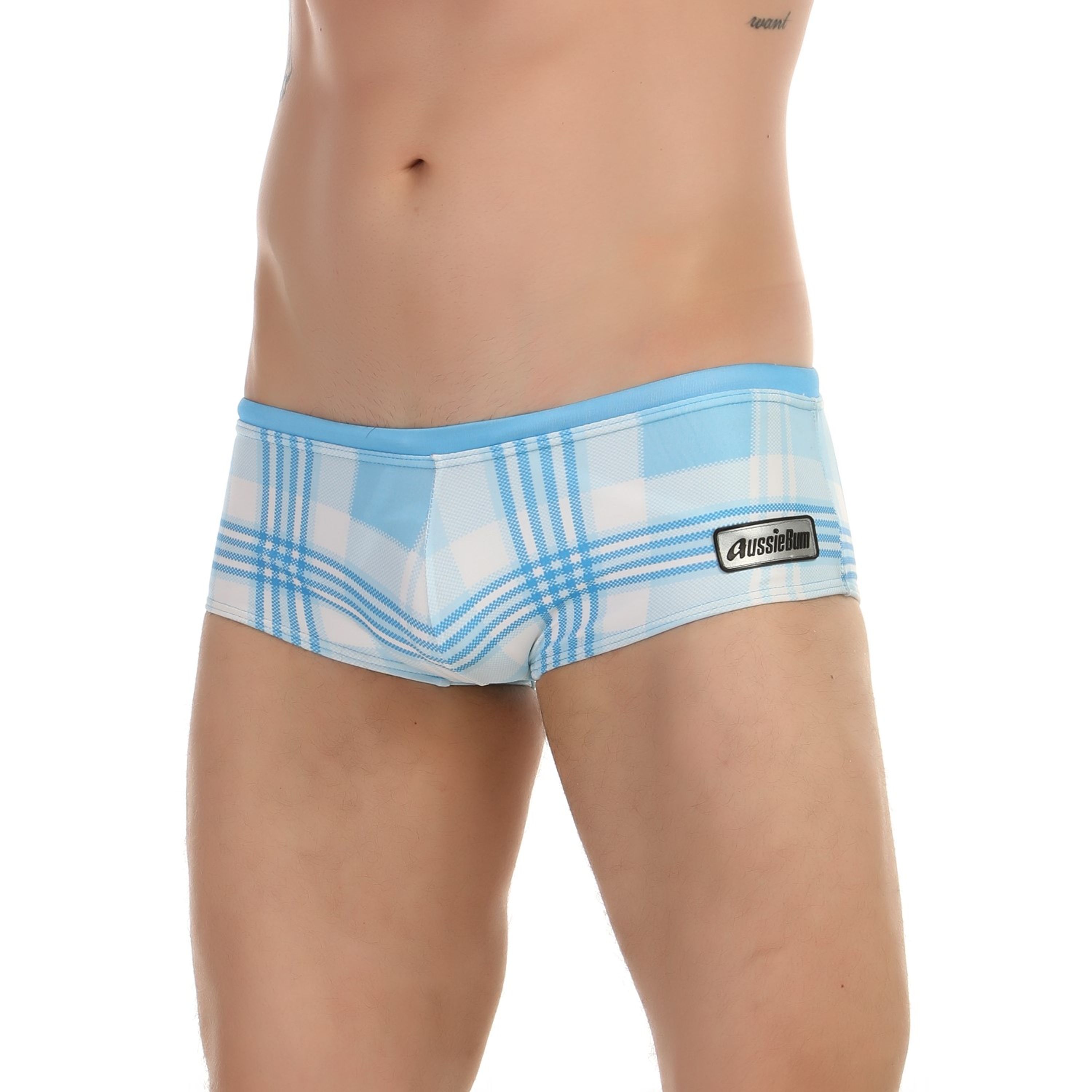 Мужские плавки голубые в клетку AussieBum 6620-5 фото 1