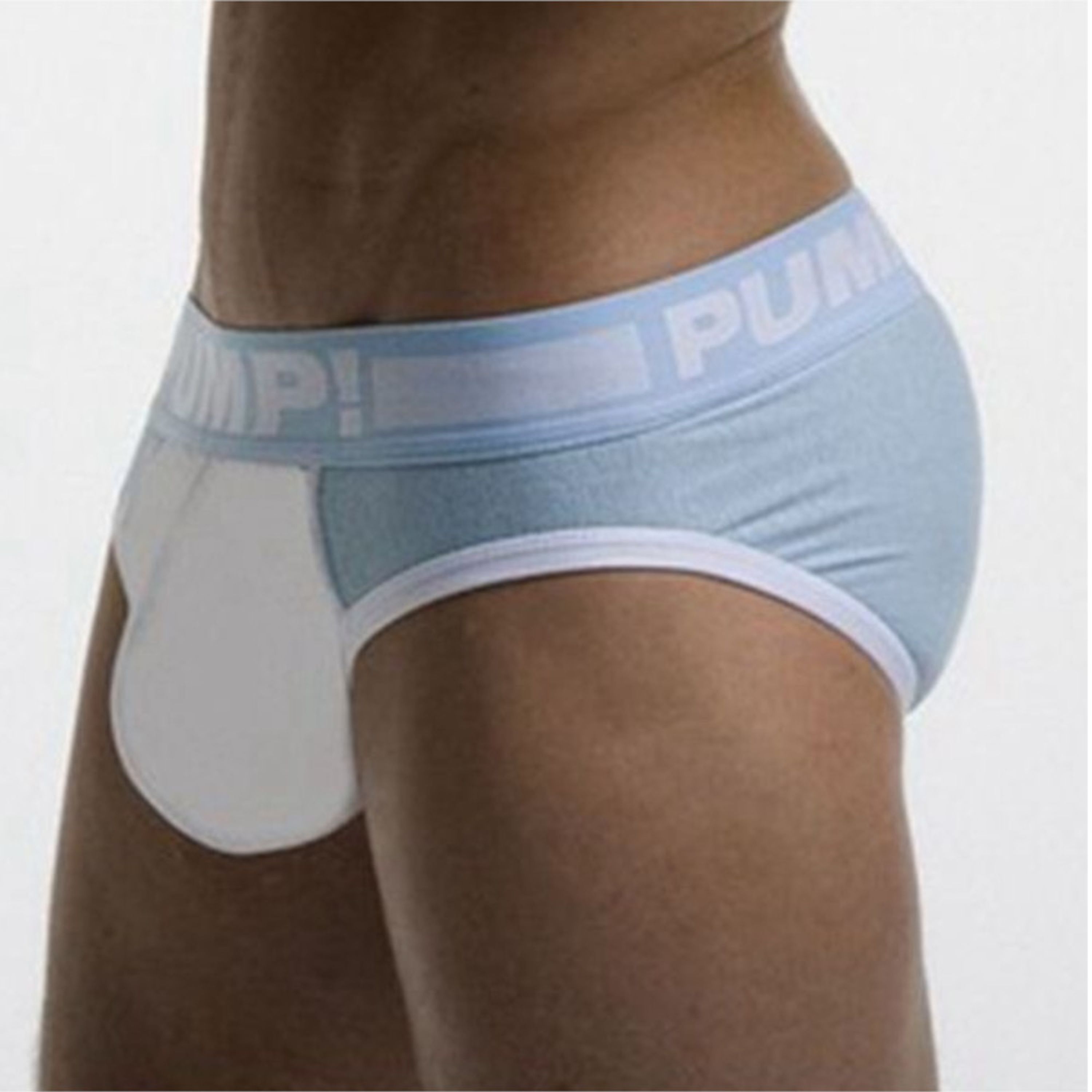 Мужские трусы брифы голубые с белым Pump SkyBlue - white Brief H69-1 фото 1