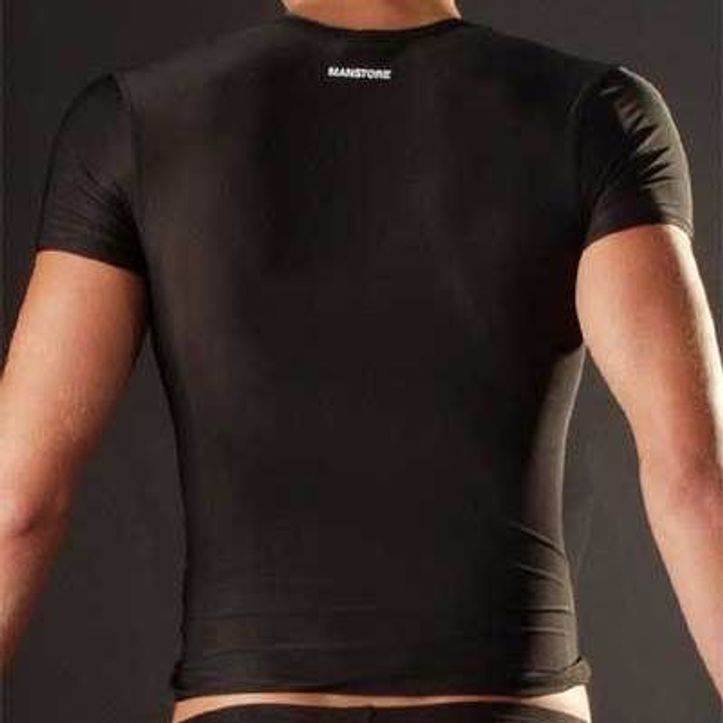 Мужская футболка прозрачная черная Manstore Bungee Tee Hysteria Black под шелк фото 2