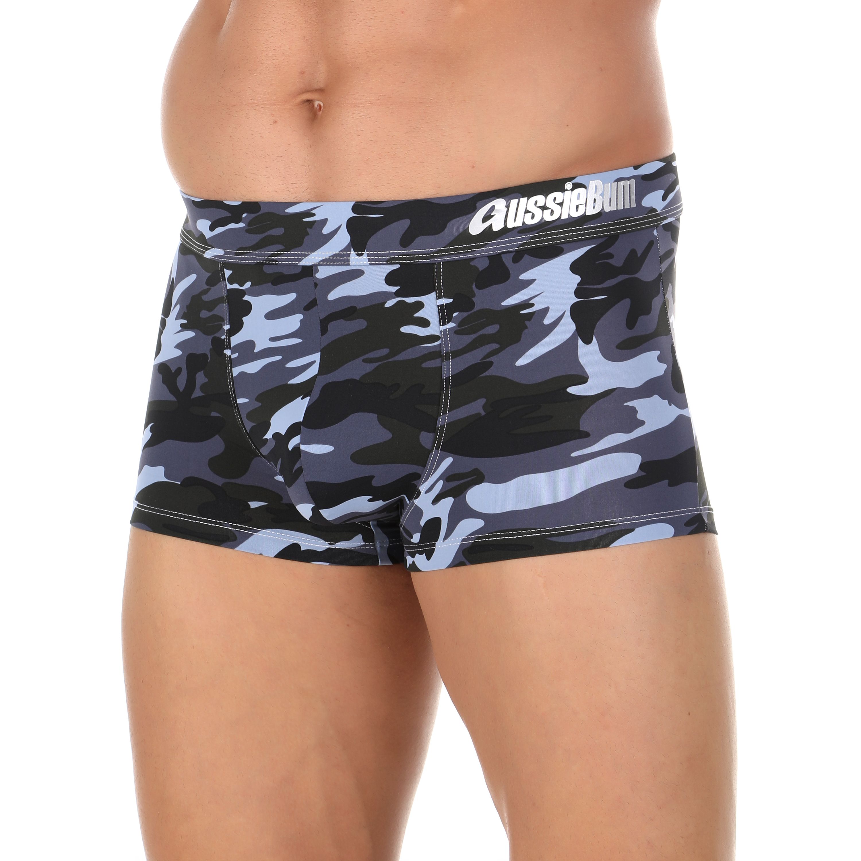 Мужские трусы хипсы синие с камуфляжным принтом Aussiebum фото 1