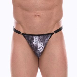 Фото Мужские трусы тонги темно-серые с принтом Don Moris DM072234