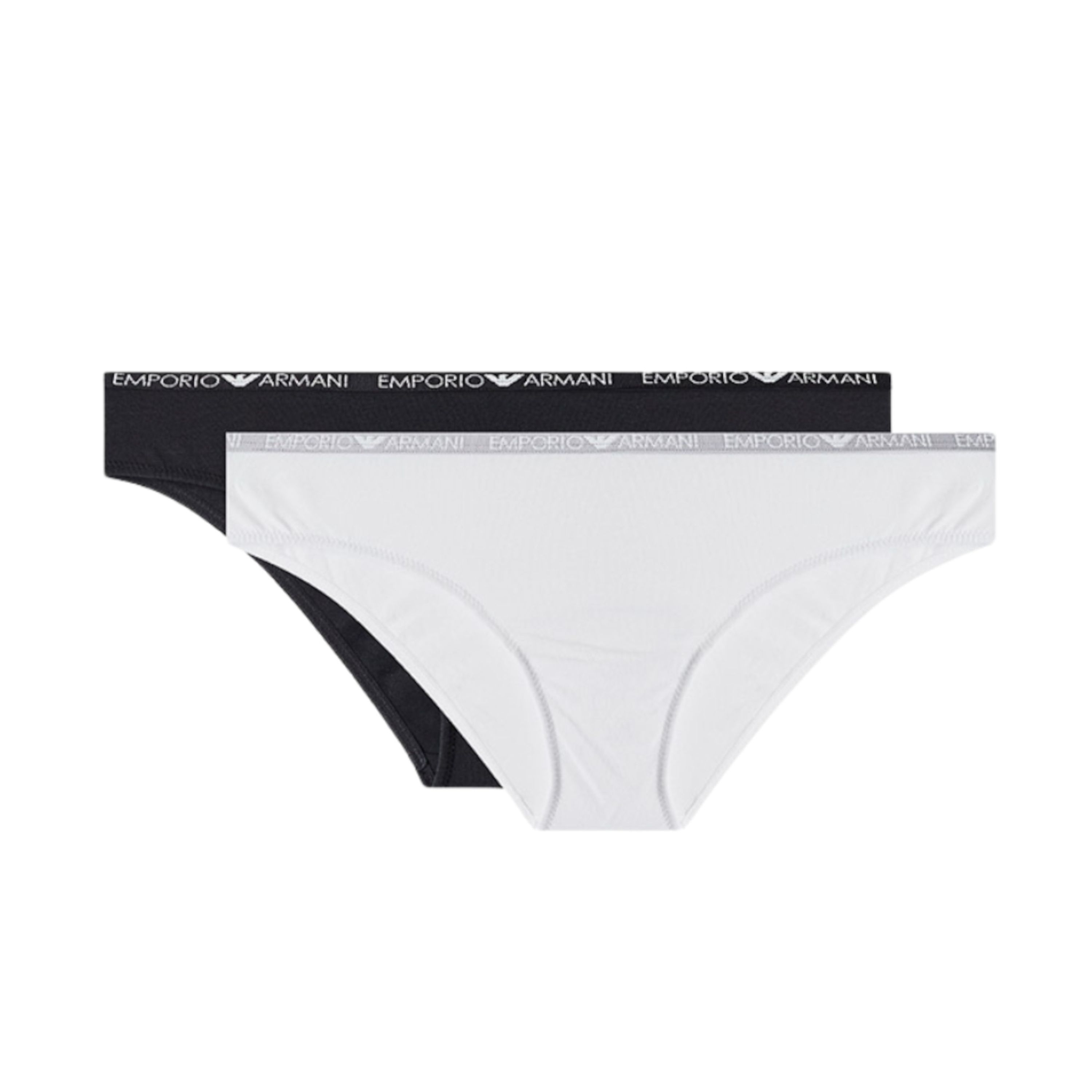 Женские трусы брифы набор из 2 штук (белый, черный) Emporio Armani 164408_CC318 00911 фото 1