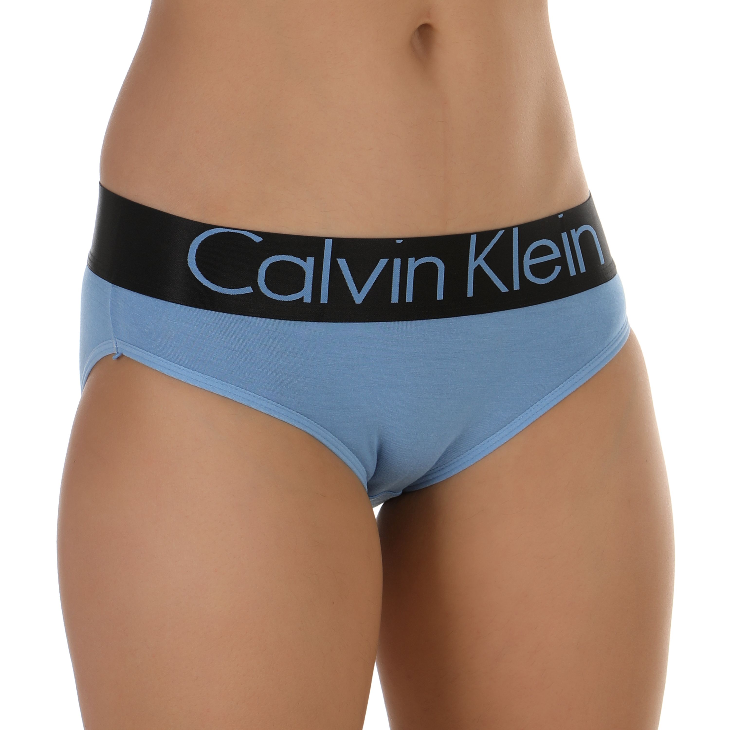 Женские трусы слипы голубые с черной резинкой Calvin Klein фото 1