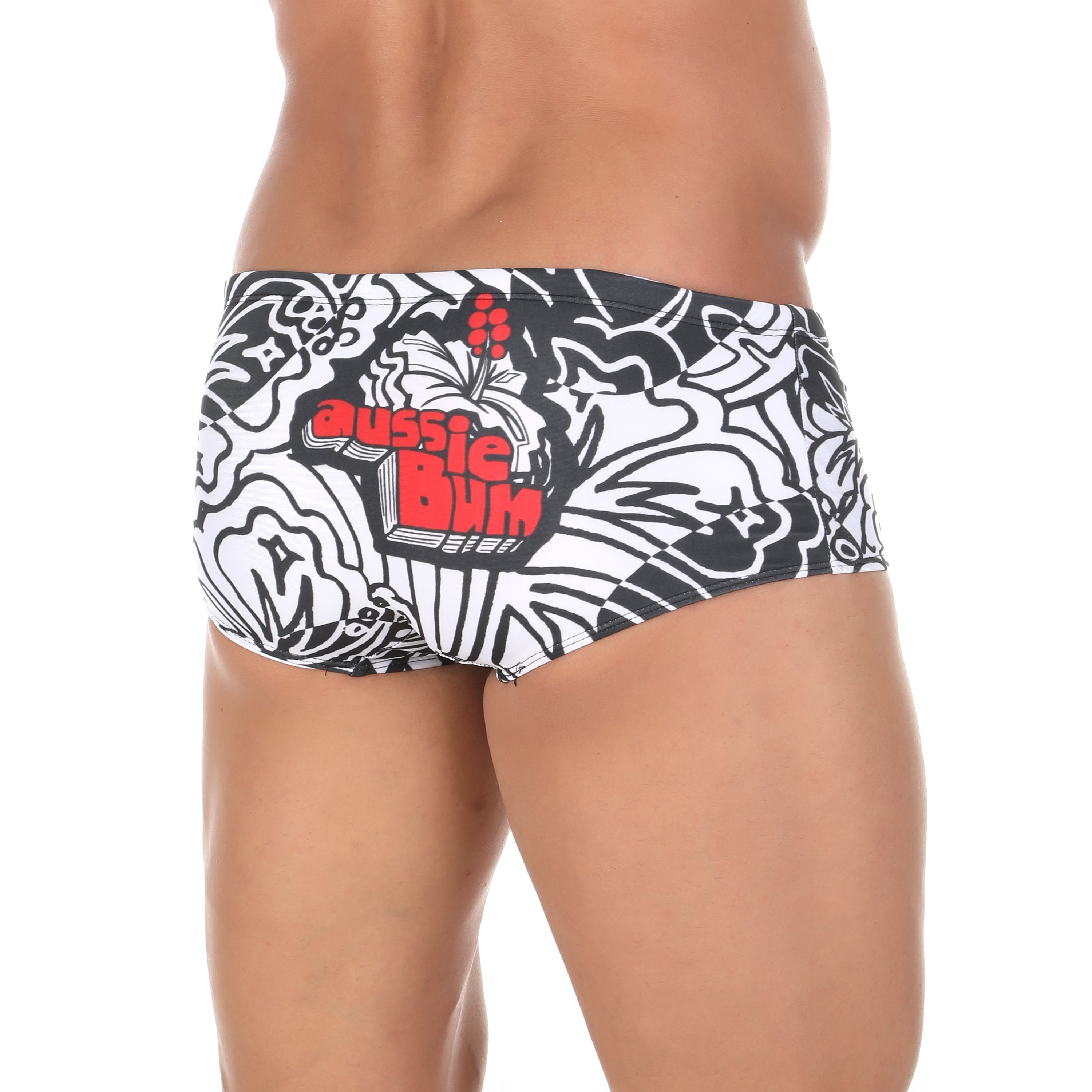 Мужские плавки белые с рисунком Aussiebum Men's Hip Swimwear фото 2