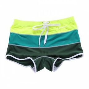 Фото Мужские плавки хипсы в желтую, зеленую, болотную полоску Aussiebum London Hip