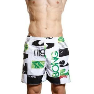 Фото Мужские пляжные шорты Super Dy белые с зелемым принтом Billa