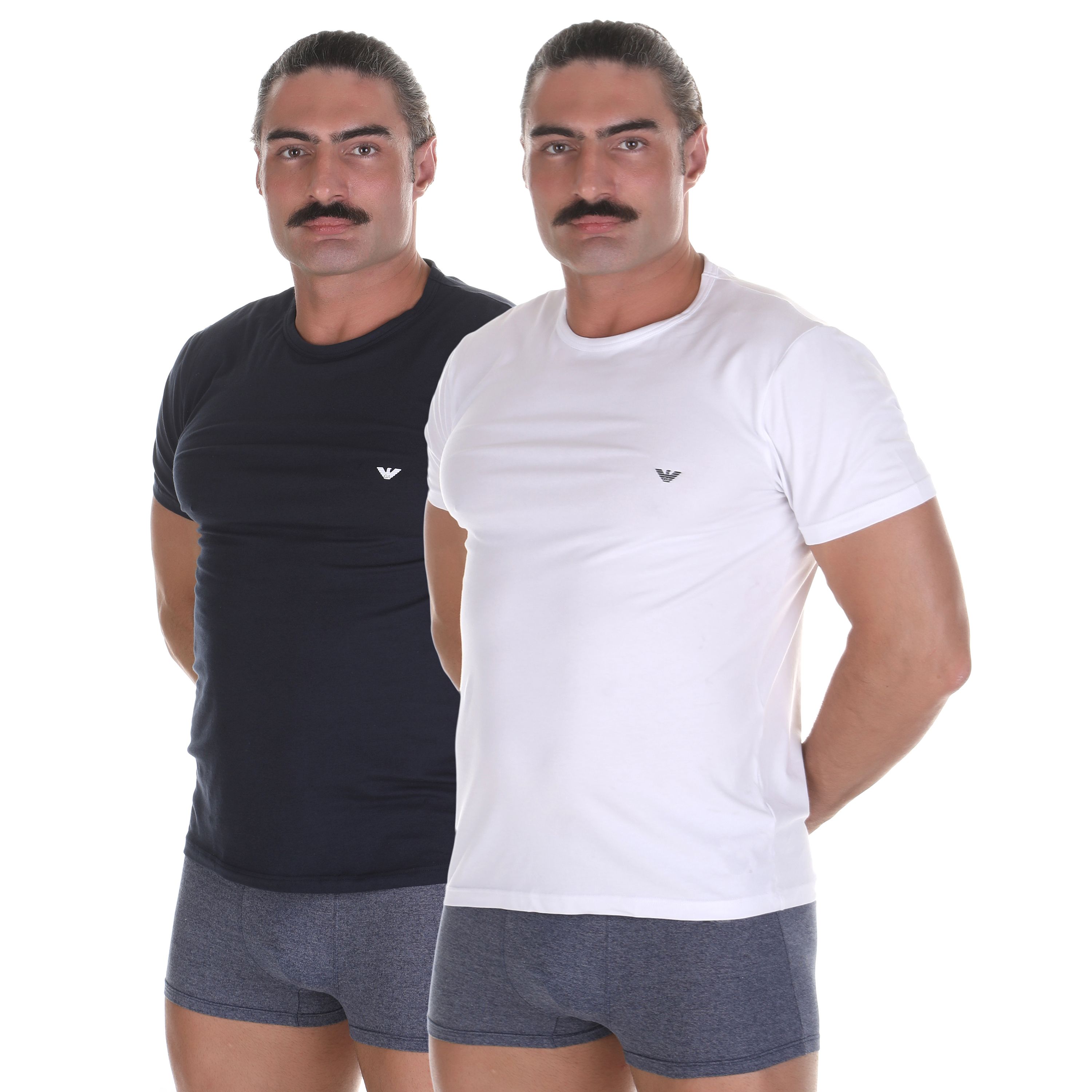 Набор мужских футболок 2в1 (белый, темно-синий) Emporio Armani 111267_CC717 10410 фото 1