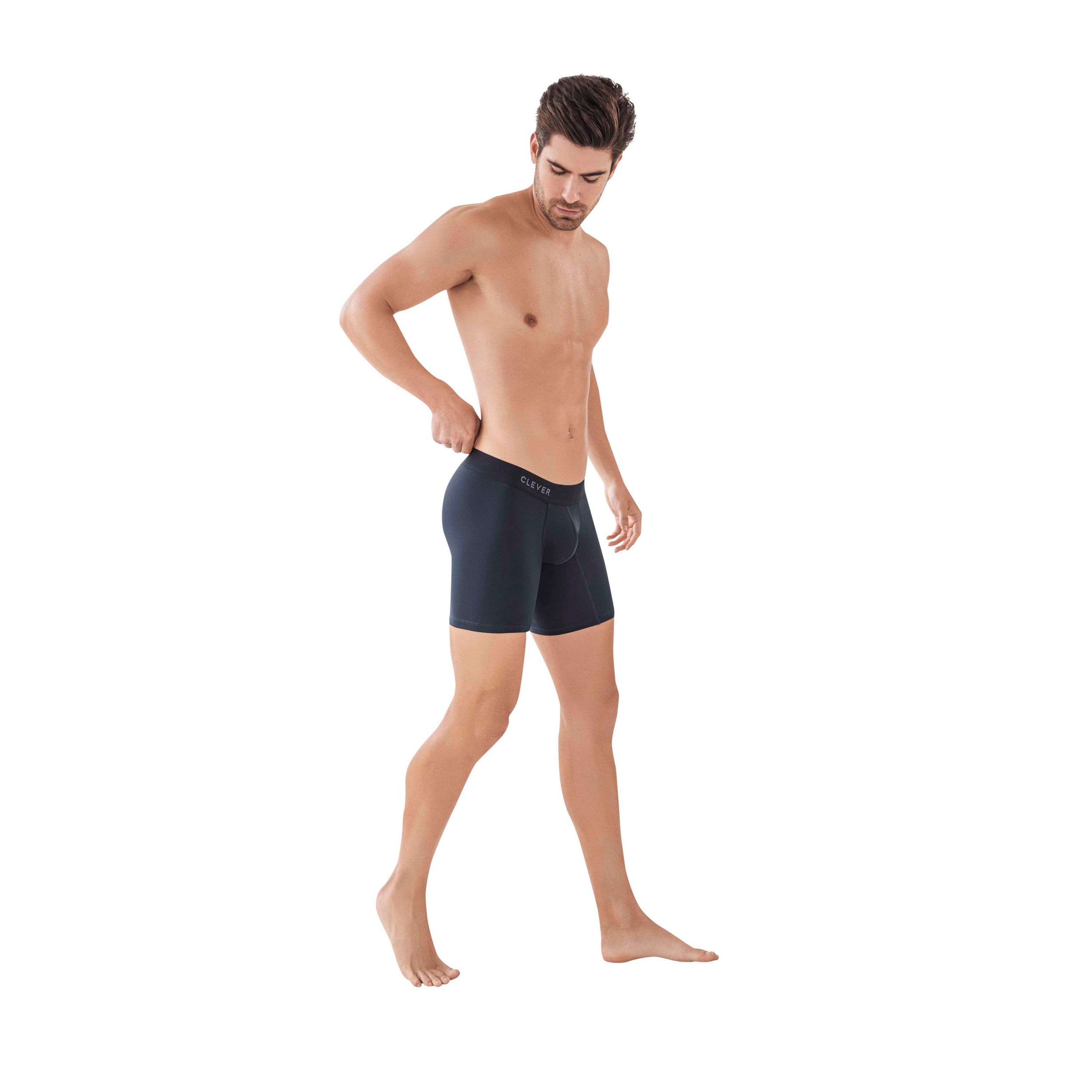 Мужские трусы боксеры черные удлиненные Clever Moda CARIBBEAN LONG BOXER 088611 фото 2