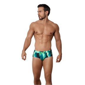 Фото Мужские плавки зеленые с принтом Clever Moda TORRY VERDE SWIMSUIT BRIEF 155210