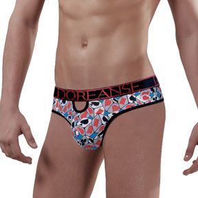 Фото Мужские трусы тонги с вырезом голубые с принтом Doreanse 1028