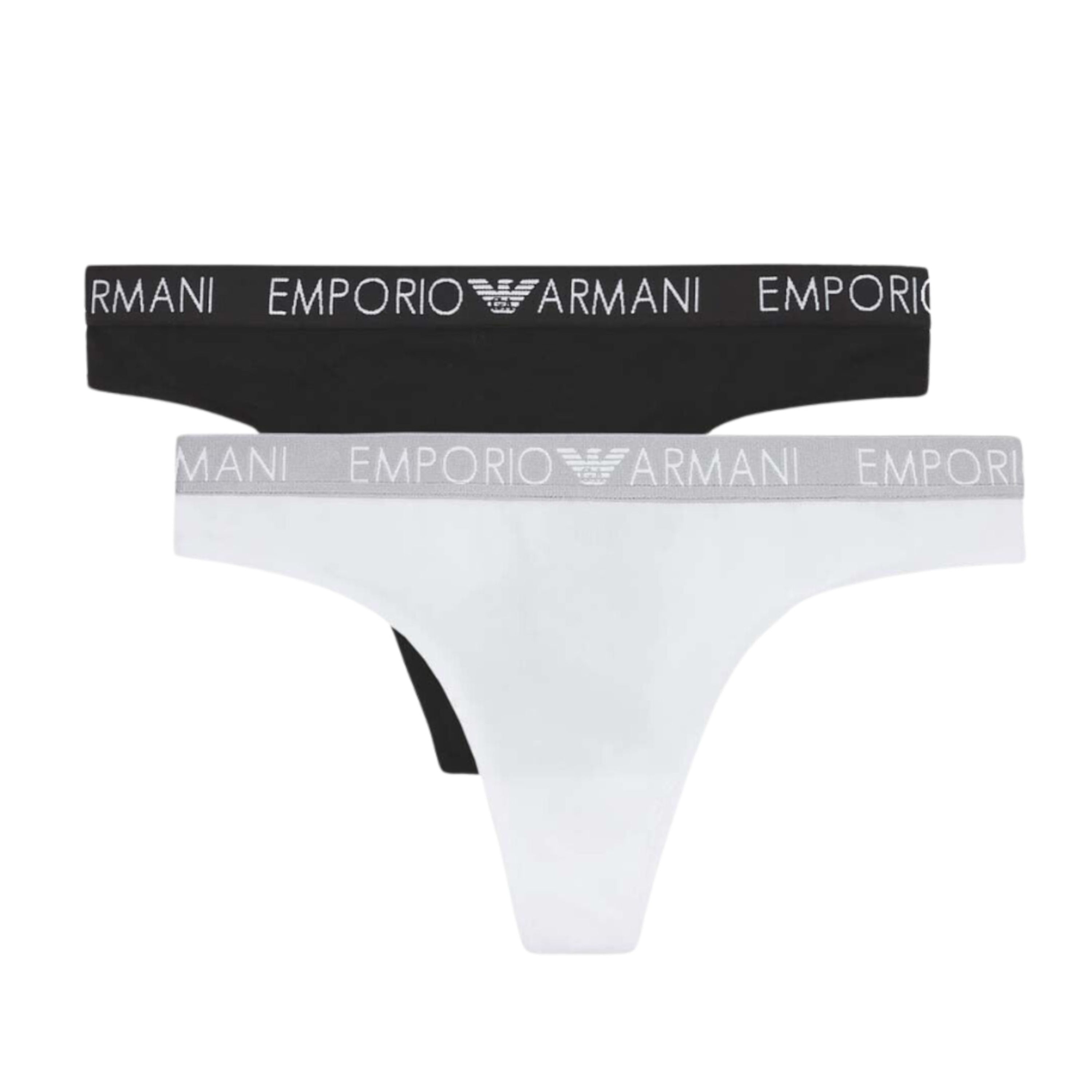 Женские трусы тонги набор из 2 штук (белый, черный) Emporio Armani 163333_CC318 00911 фото 1