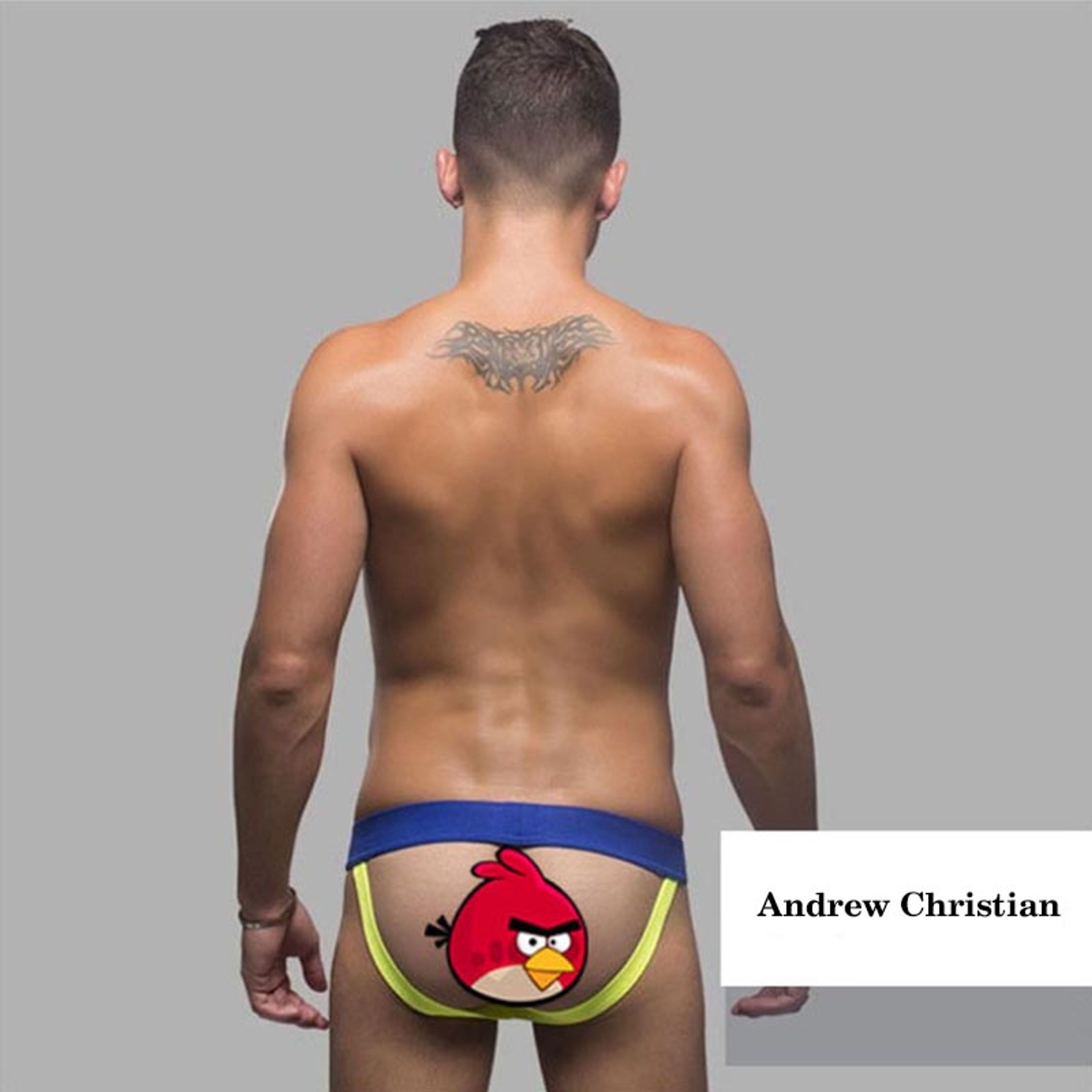 Мужские трусы Andrew Christian Jock Blue джоки красные с синей резинкой фото 3