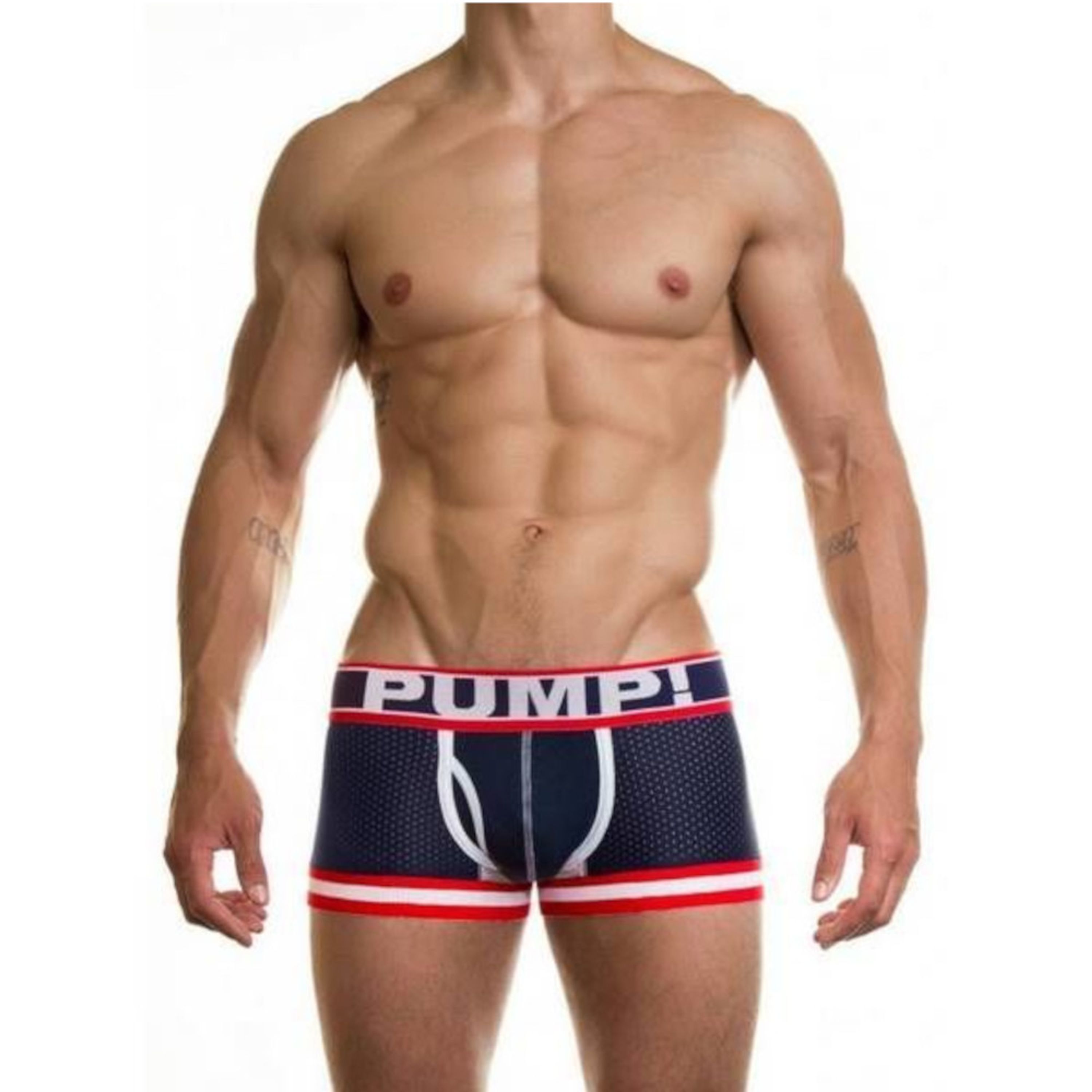 Мужские трусы боксеры в сетку темно-синие с красной полоской PUMP! H399-168 фото 1