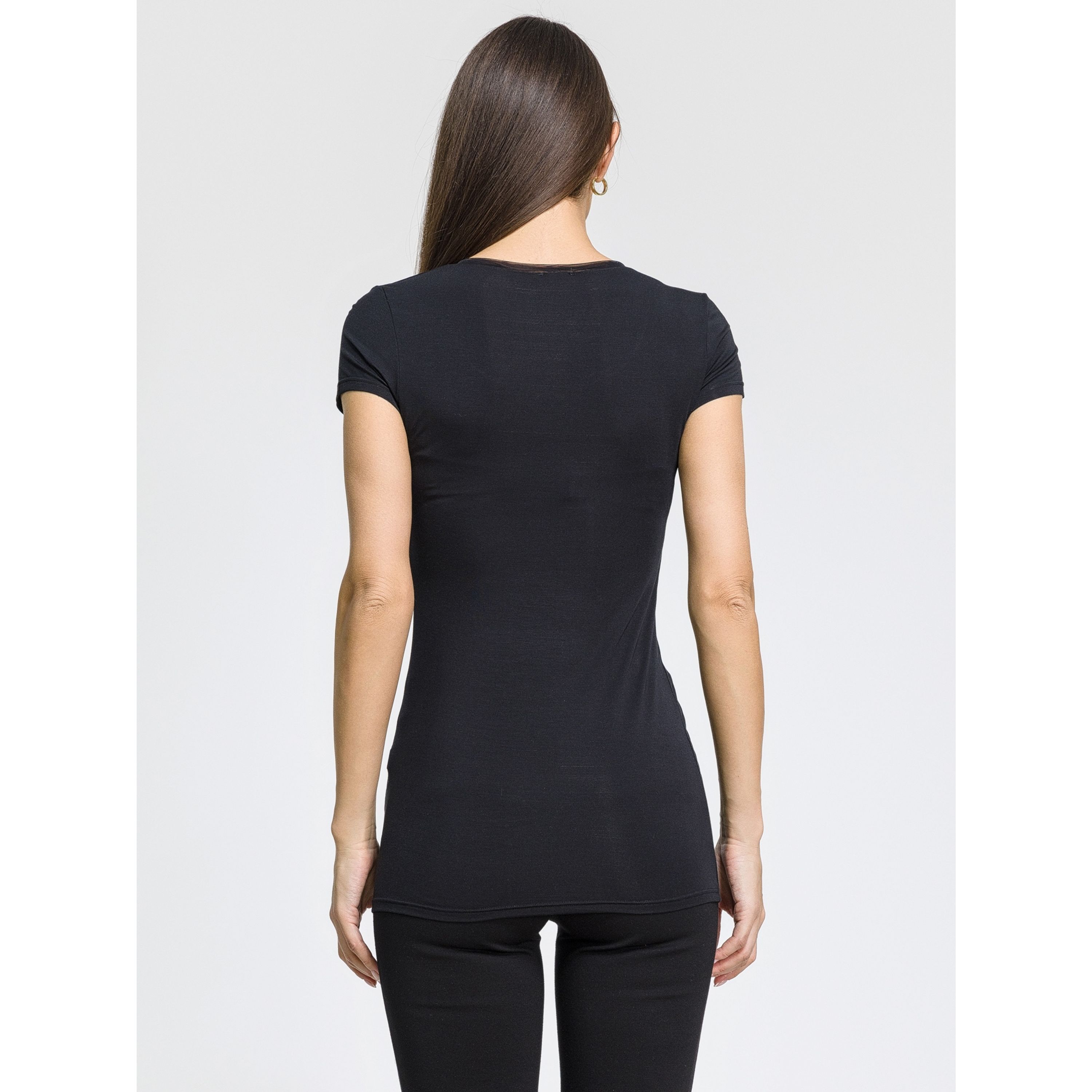 Женская футболка черная OROBLU Perfect Line VOBT01593 фото 2
