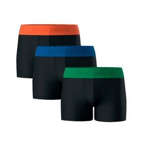 Фото Набор мужских трусов боксеров 3в1 черные (зеленый, голубой, оранжевый) PALM ANGELS PLA1UMWTR05TR