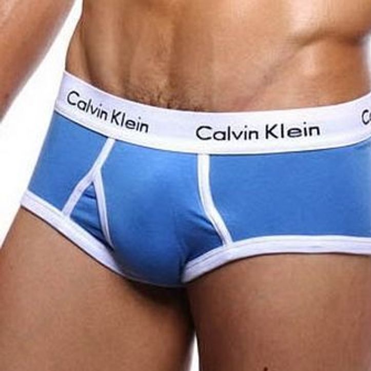  Мужские трусы брифы синие с белой резинкой Calvin Klein 365 Navy Brief 