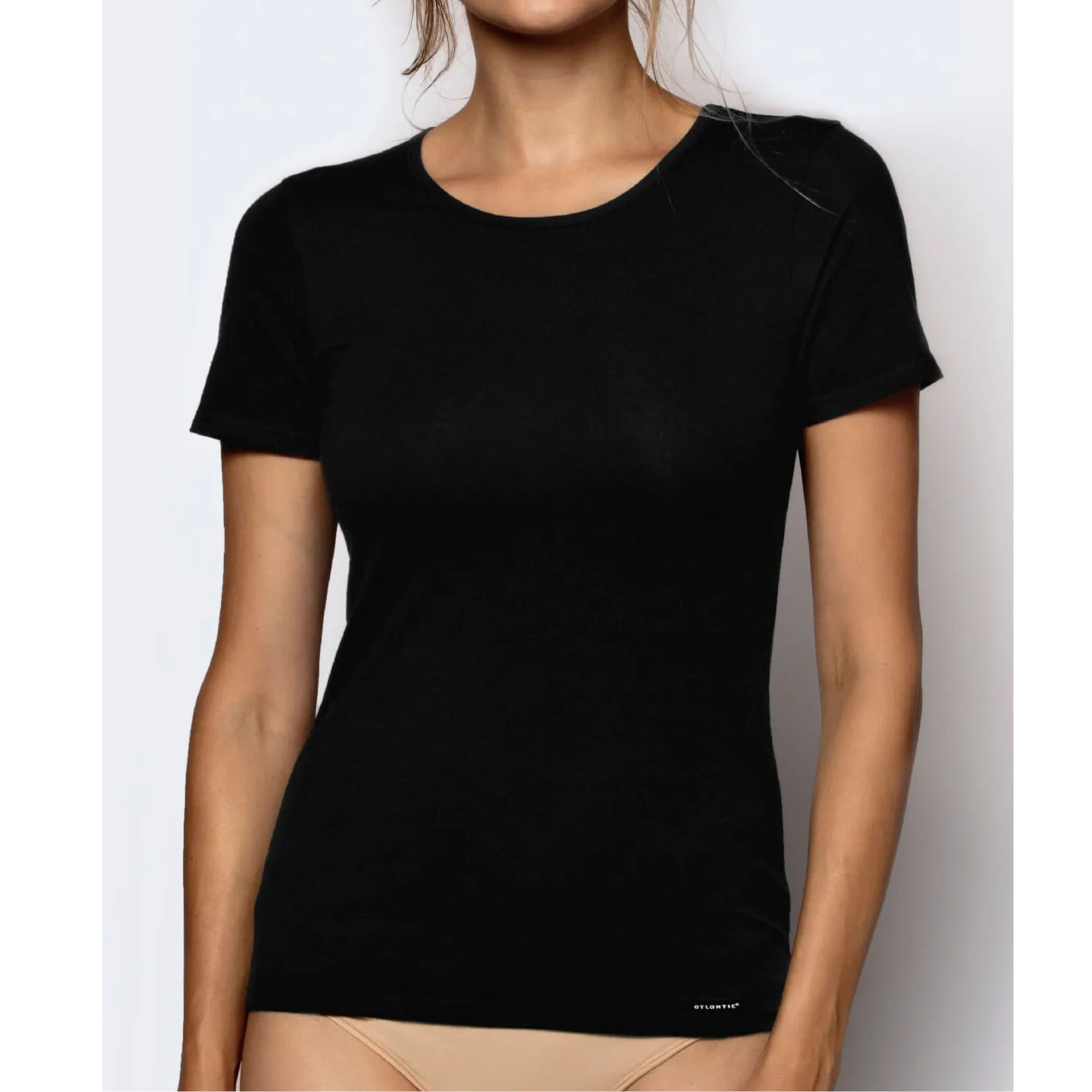 Футболка женская черная ATLANTIC Basic BLV-199 фото 1